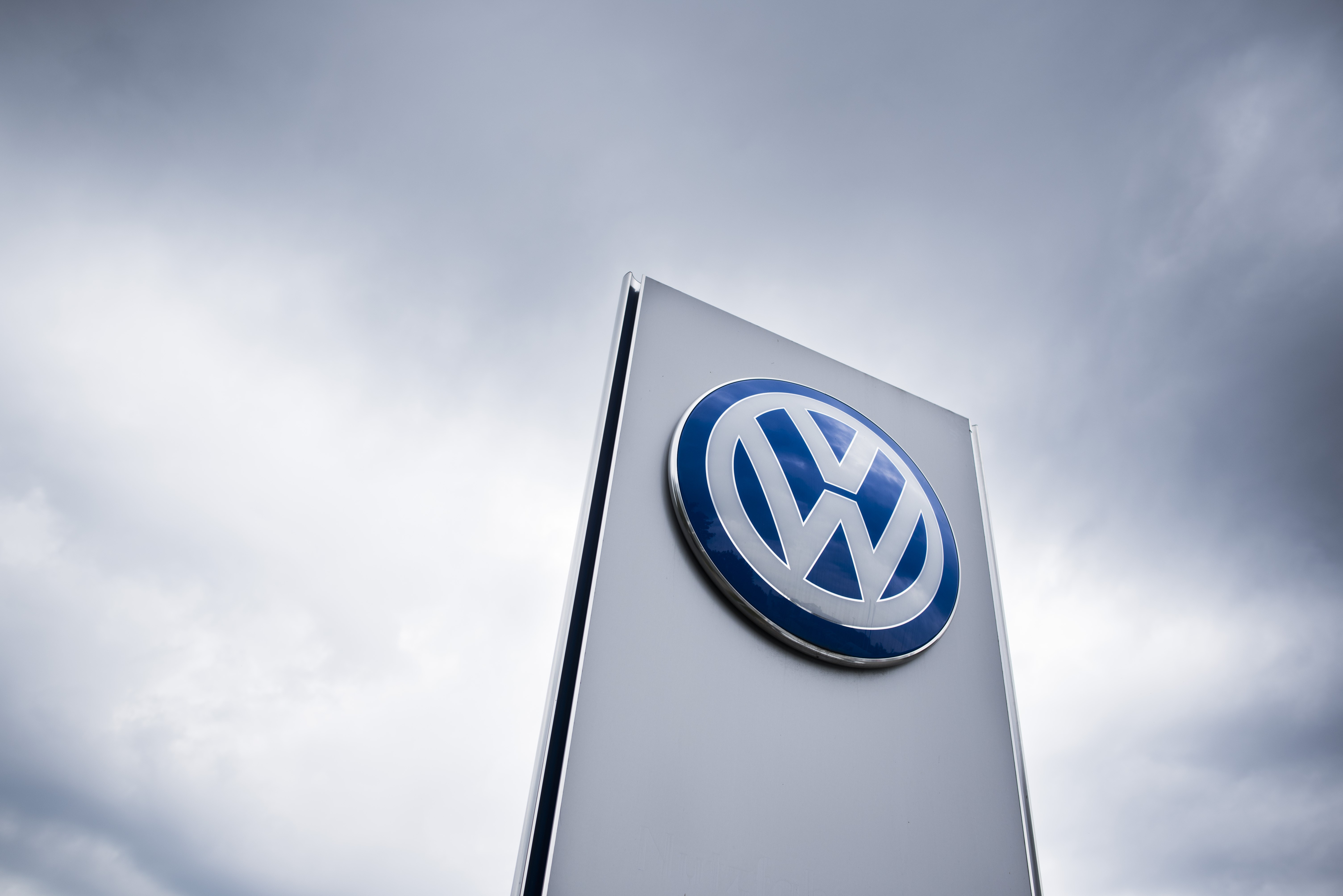 The Volkswagen logo is seen at a Volkswagen dealer in Berlin on Sept. 22, 2015.