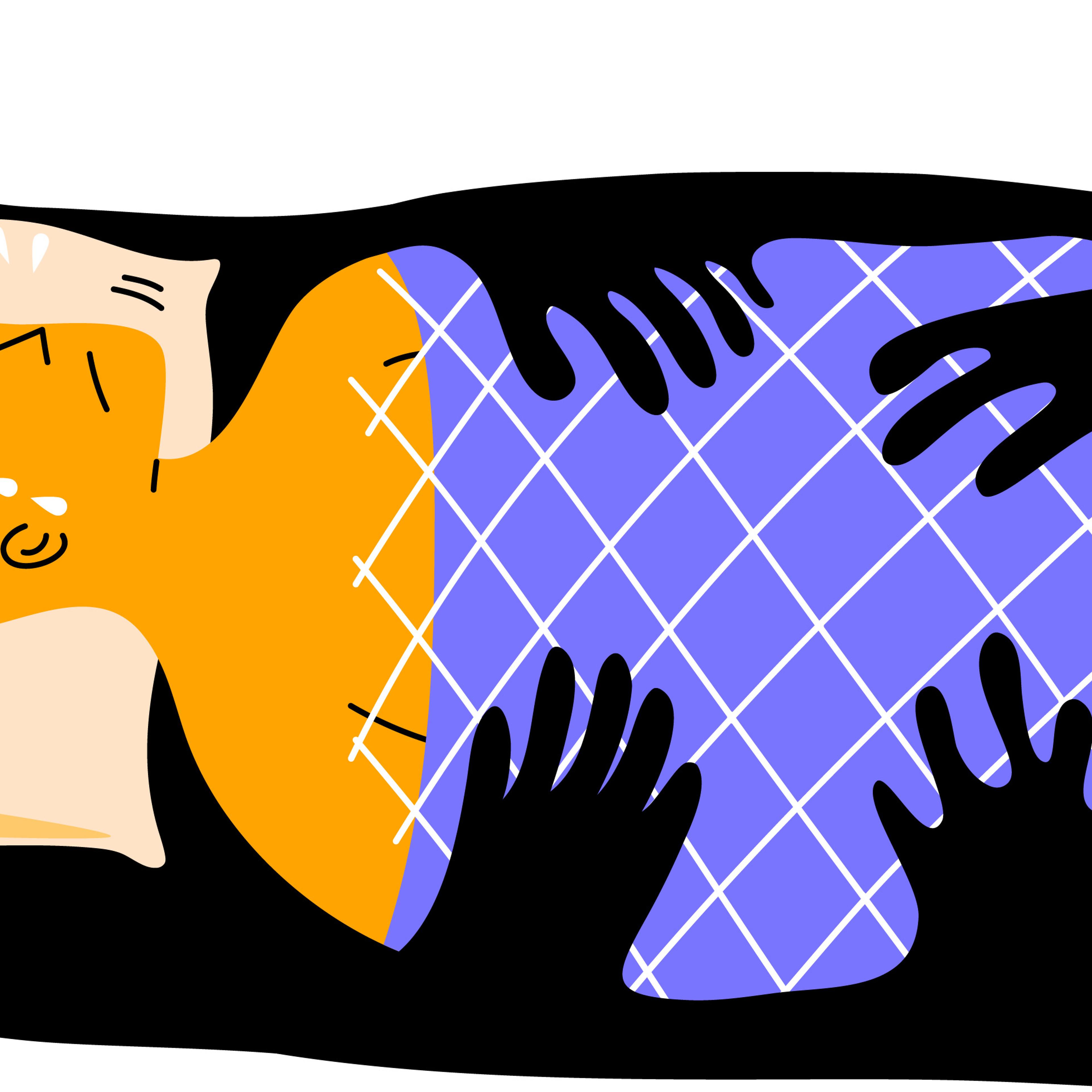 A man is asleep and get nightmare and sleep paralysis. Sleep Paralysis concept, flat vector illustration.