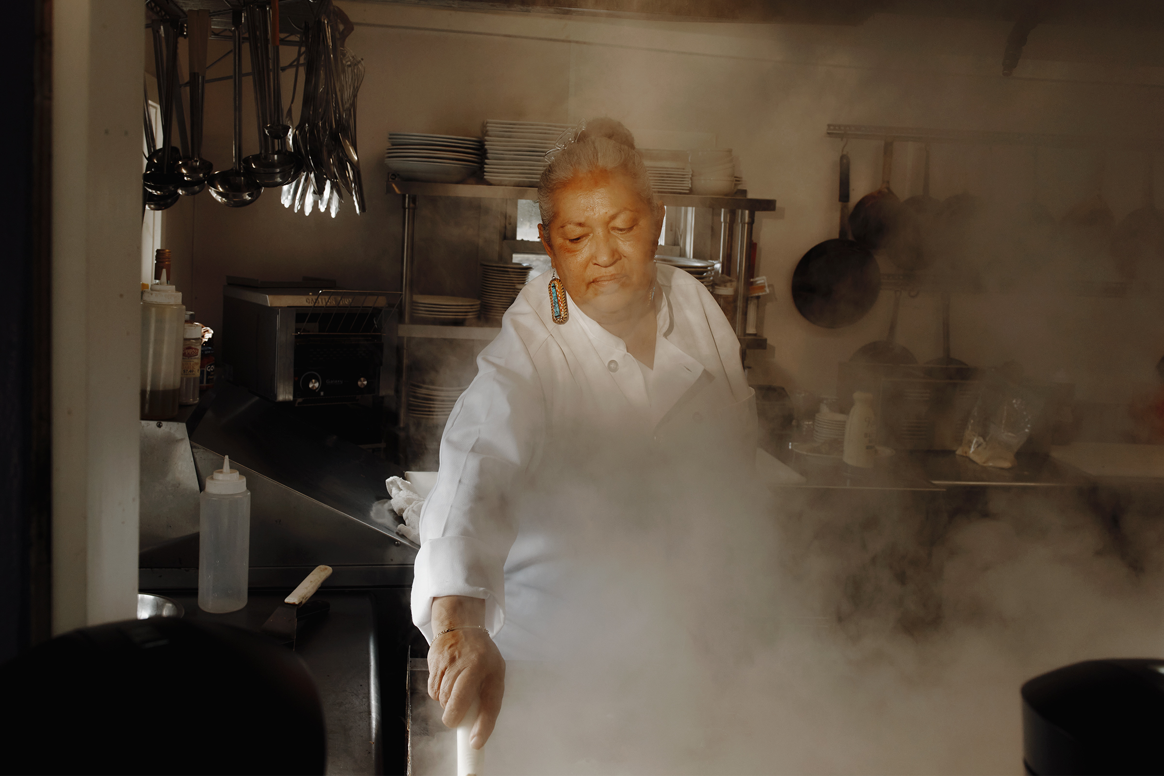 Wampanoag Chef Sherry Pocknett in her restaurant, Sly Fox Den Too, in Charles- town, R.I.