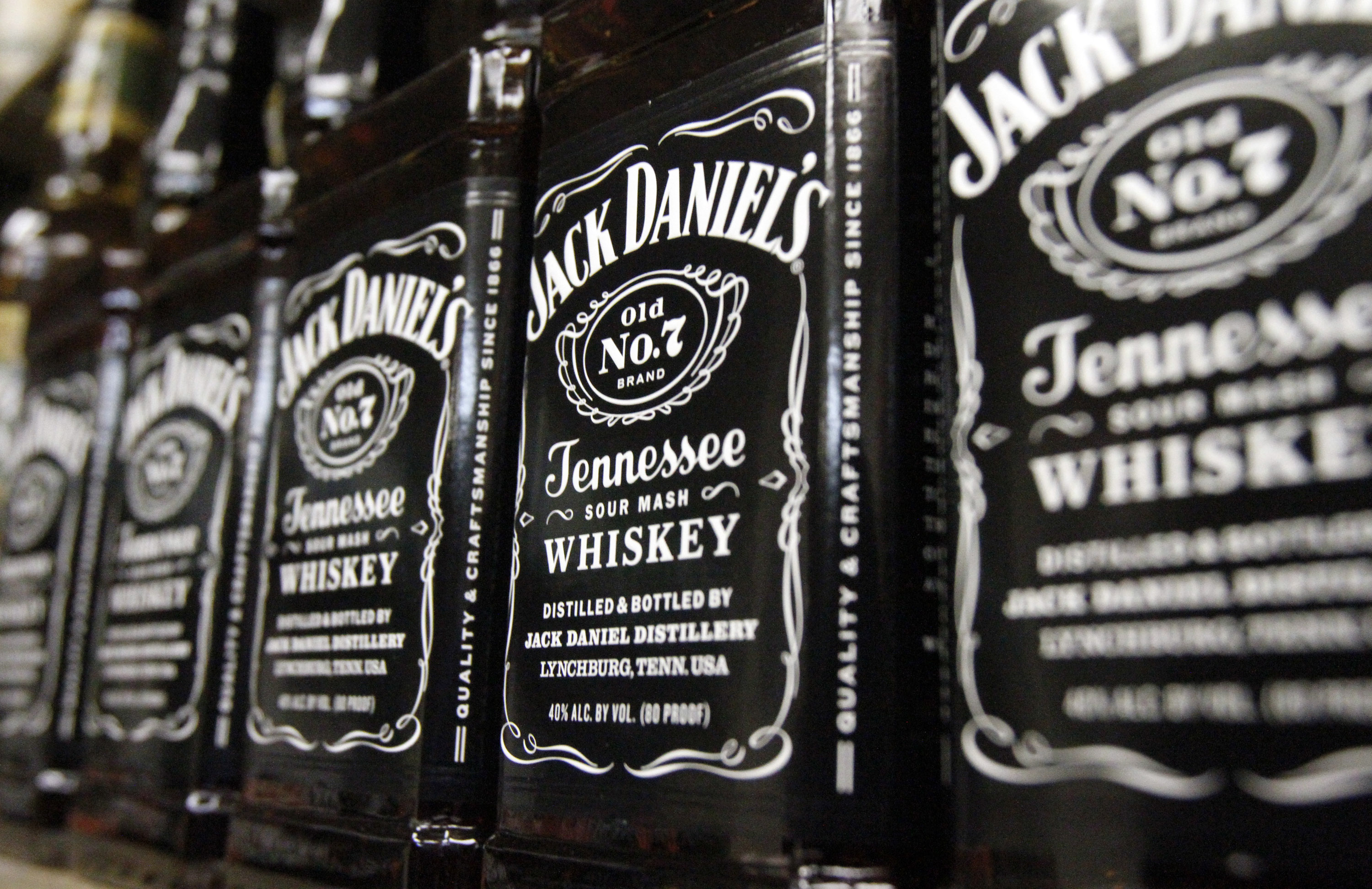 Bottles of Jack Daniel's Tennessee Whiskey at a liquor outlet, in Montpelier, Vt., on Dec. 5, 2011.