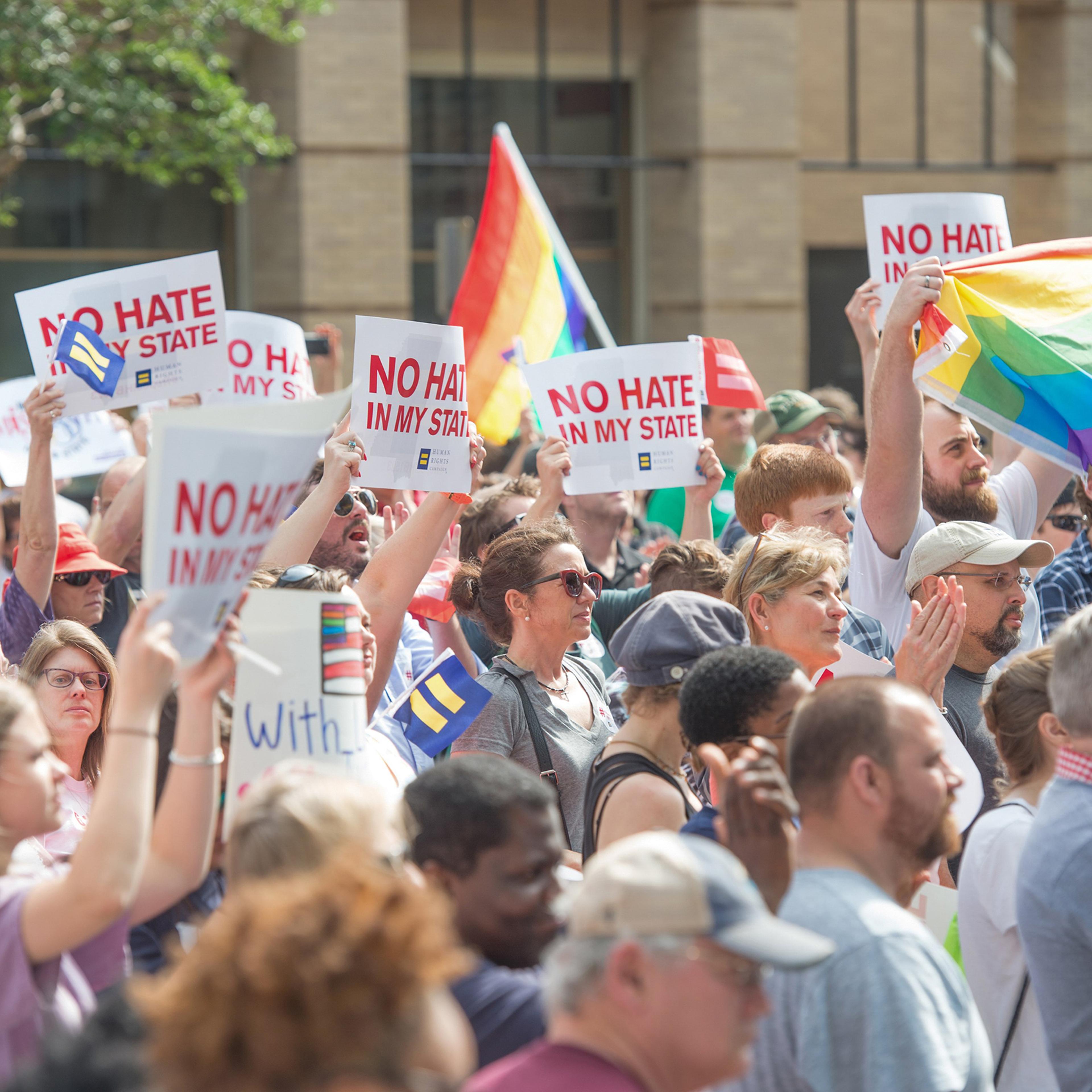 Human Rights Campaign organized a rally and march from the Mississippi Capitol in Jackson to the Governor's Mansion to protest HB 1523 which was signed into law in April, May 1, 2016.