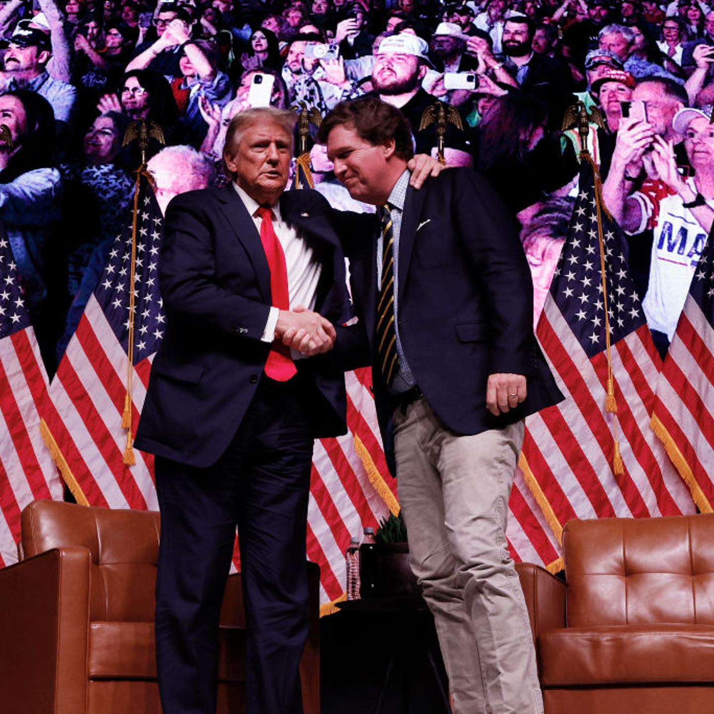 Republican Presidential Candidate Donald Trump Participates In Fireside Chat With Tucker Carlson