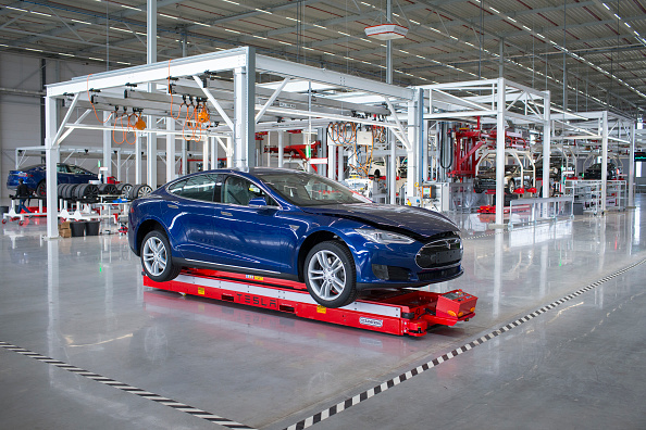 Assembly Of Tesla Model S Electric Automobiles  At  A Tesla Motors Inc. Factory