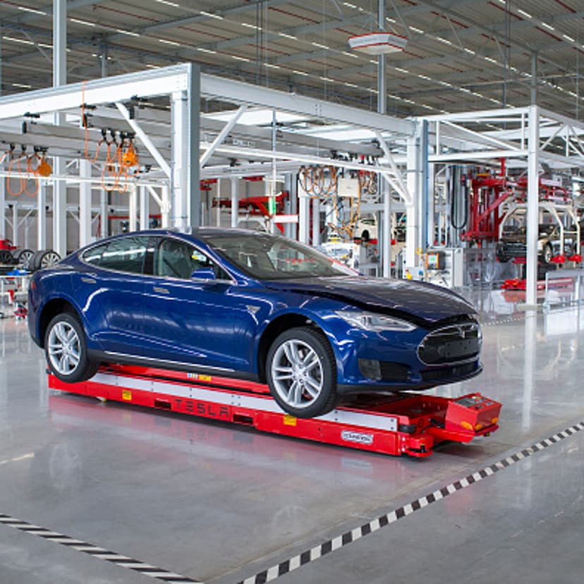 Assembly Of Tesla Model S Electric Automobiles At A Tesla Motors Inc. Factory