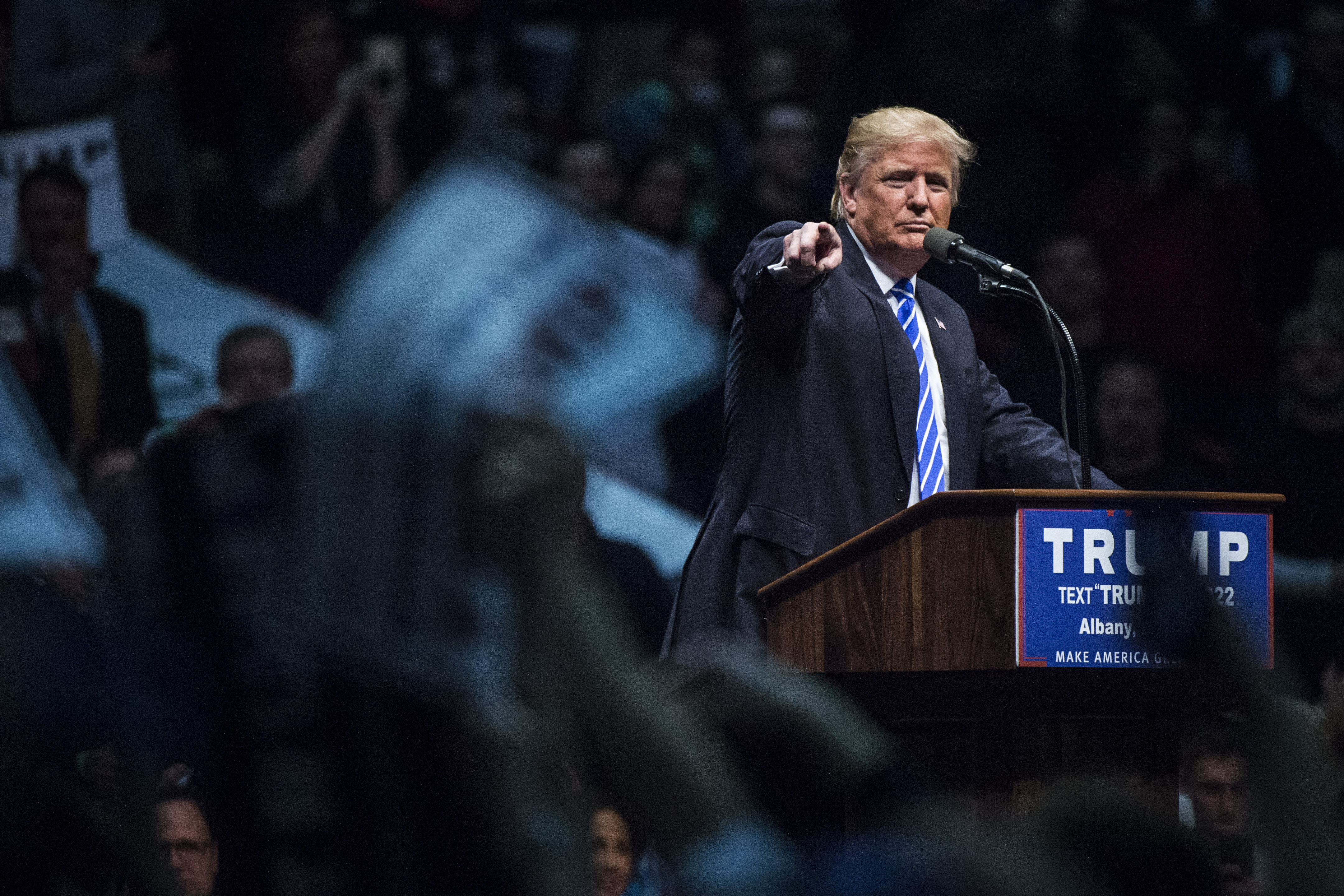 Republican presidential candidate Donald Trump in Albany, NY.