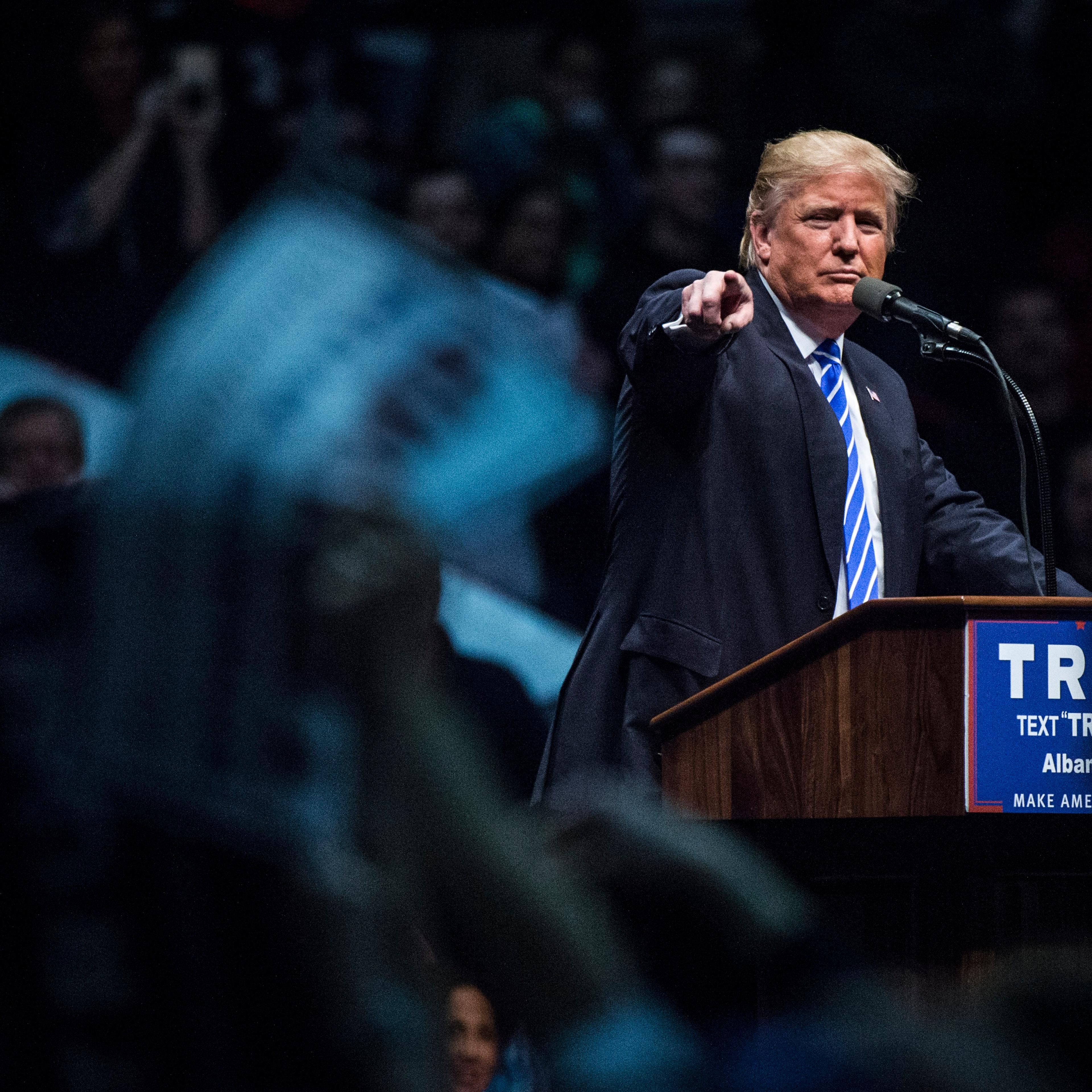 Republican presidential candidate Donald Trump in Albany, NY.