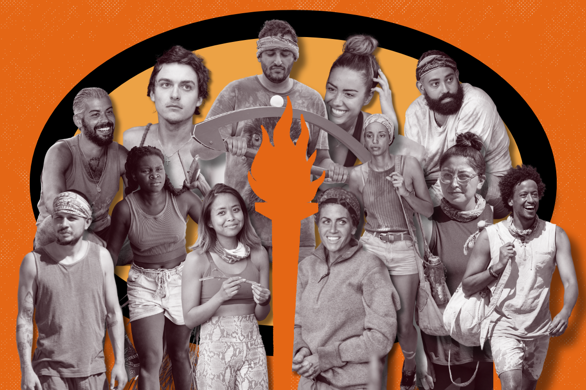 A collage of contestants from the show survivor