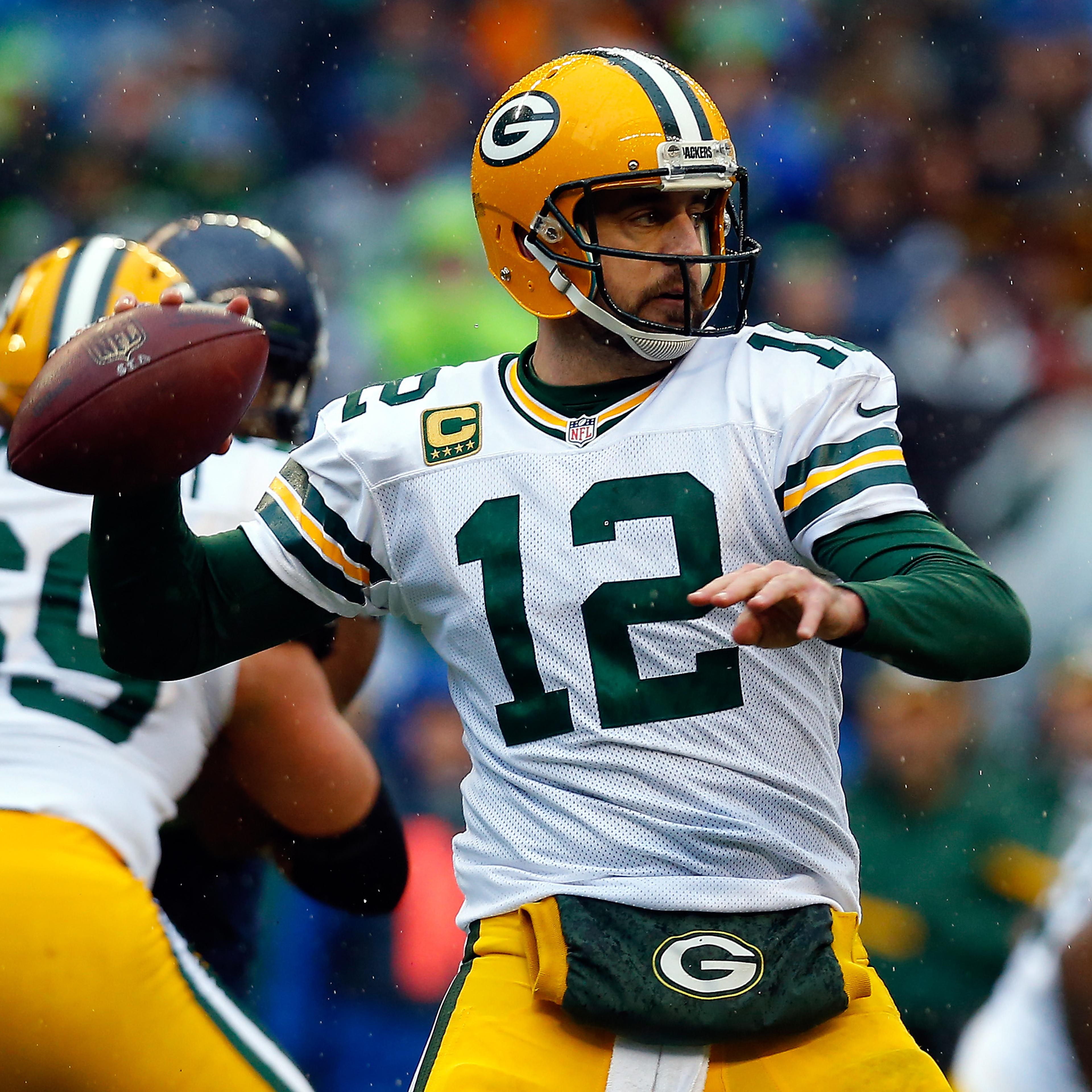 during the 2015 NFC Championship game at CenturyLink Field on January 18, 2015 in Seattle, Washington.