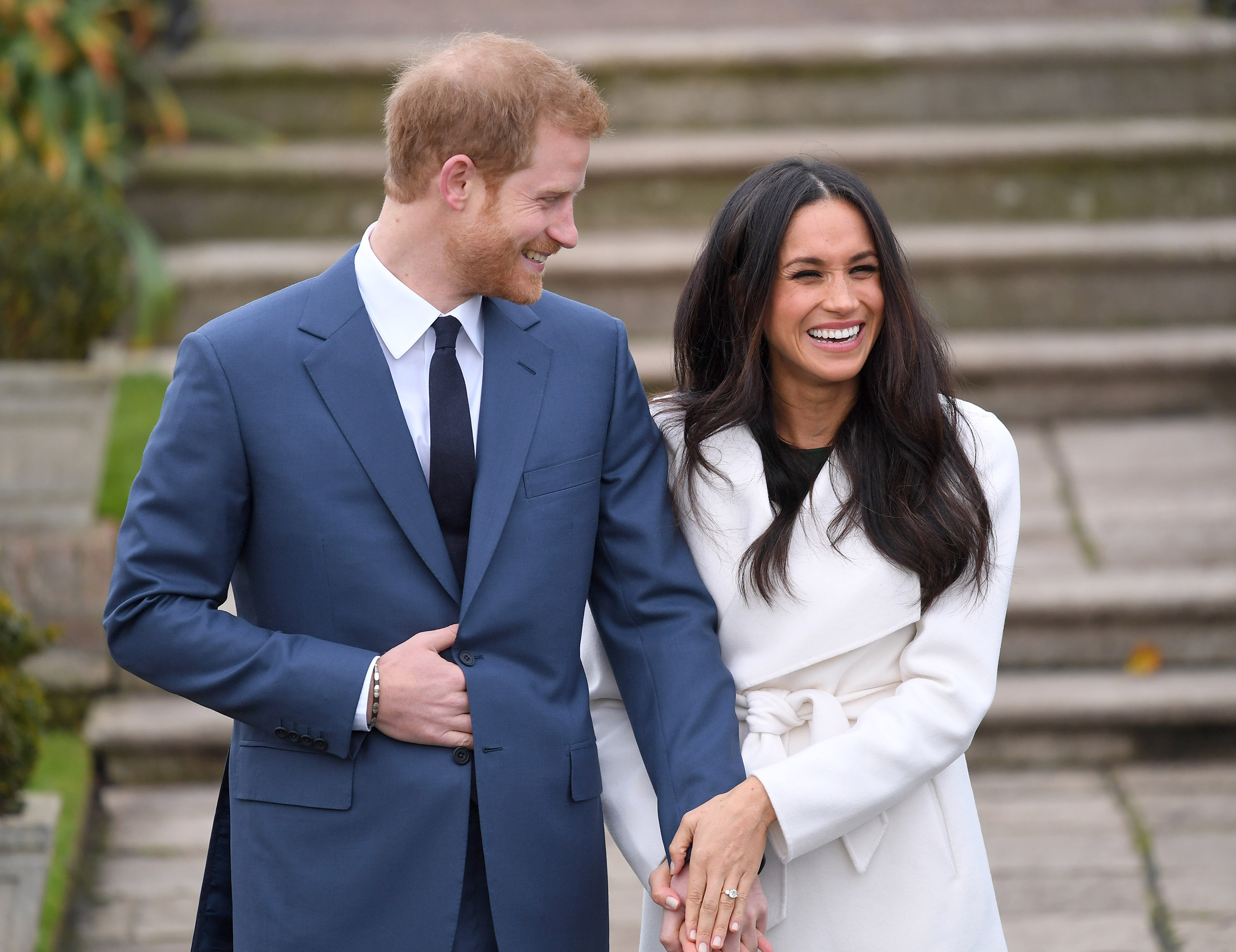 Prince Harry with his new fiancée Meghan Markle at The Sunken Gardens at Kensington Palace on November 27, 2017, in London, England. 
