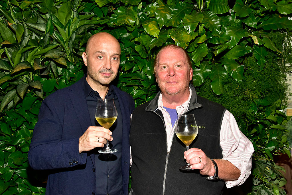Joe Bastianich and Mario Batali at the Eataly Downtown NY Ribbon Cutting