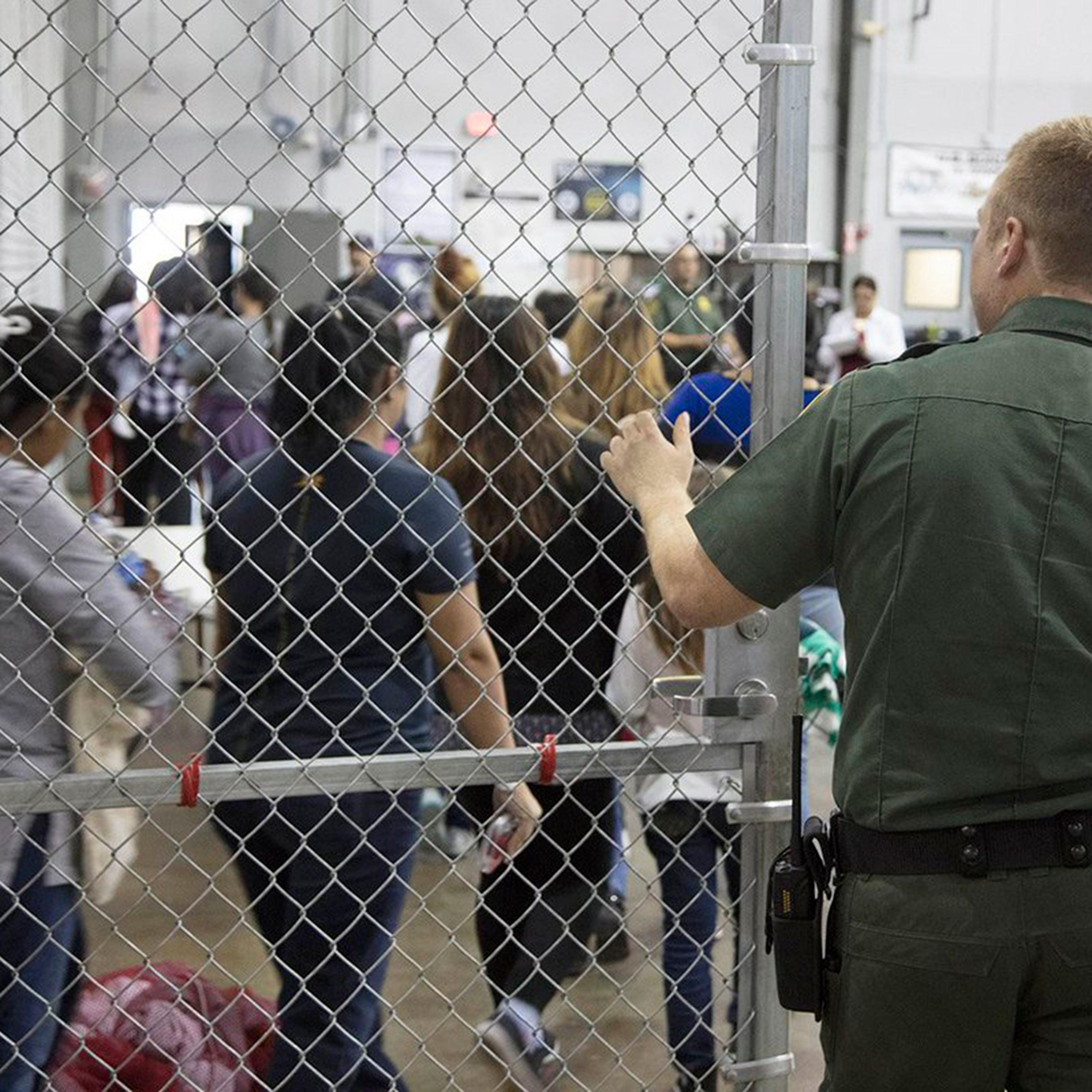 McAllen processing center for people crossing the US border., USA - 18 Jun 2018