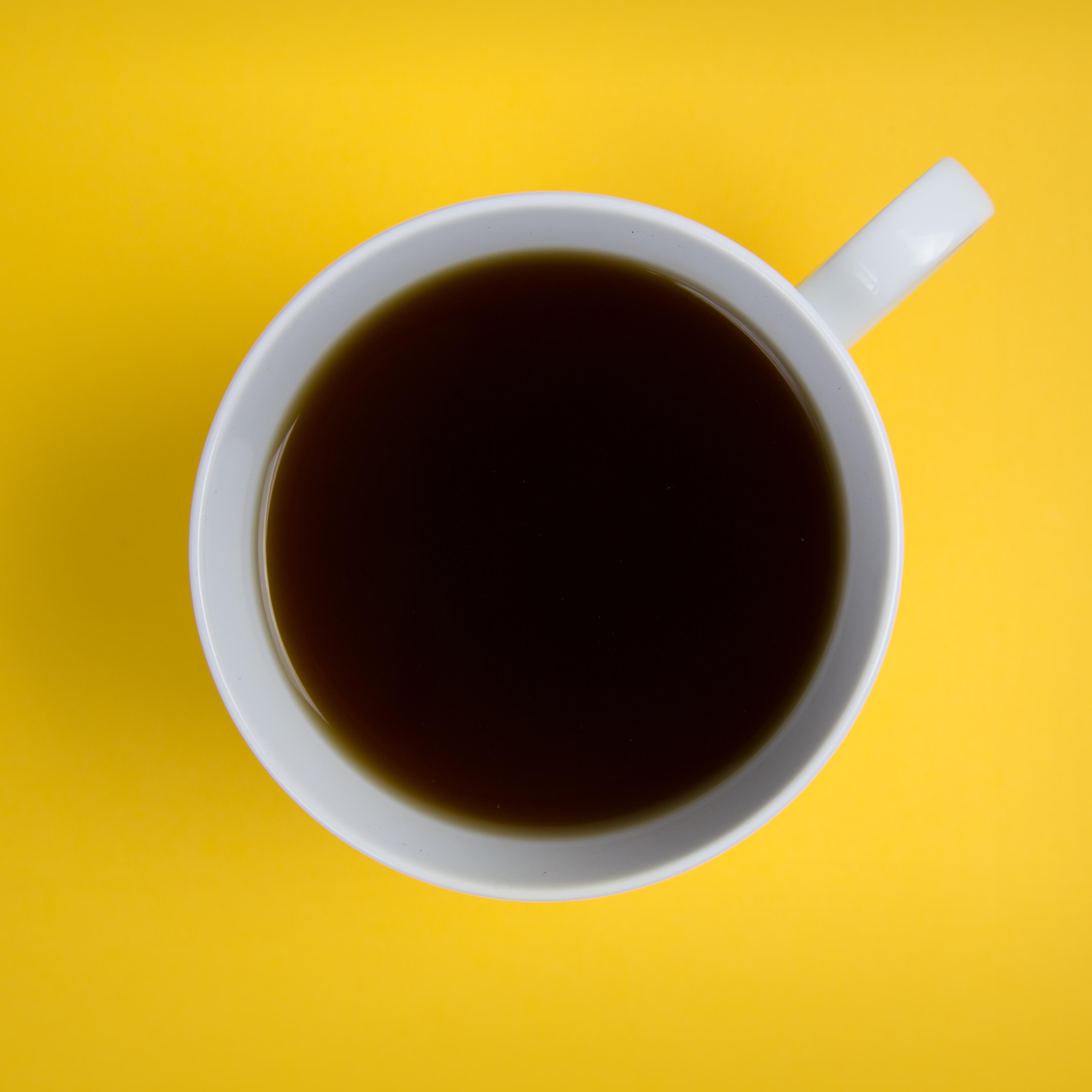 Directly Above Shot Of Coffee On Yellow Background
