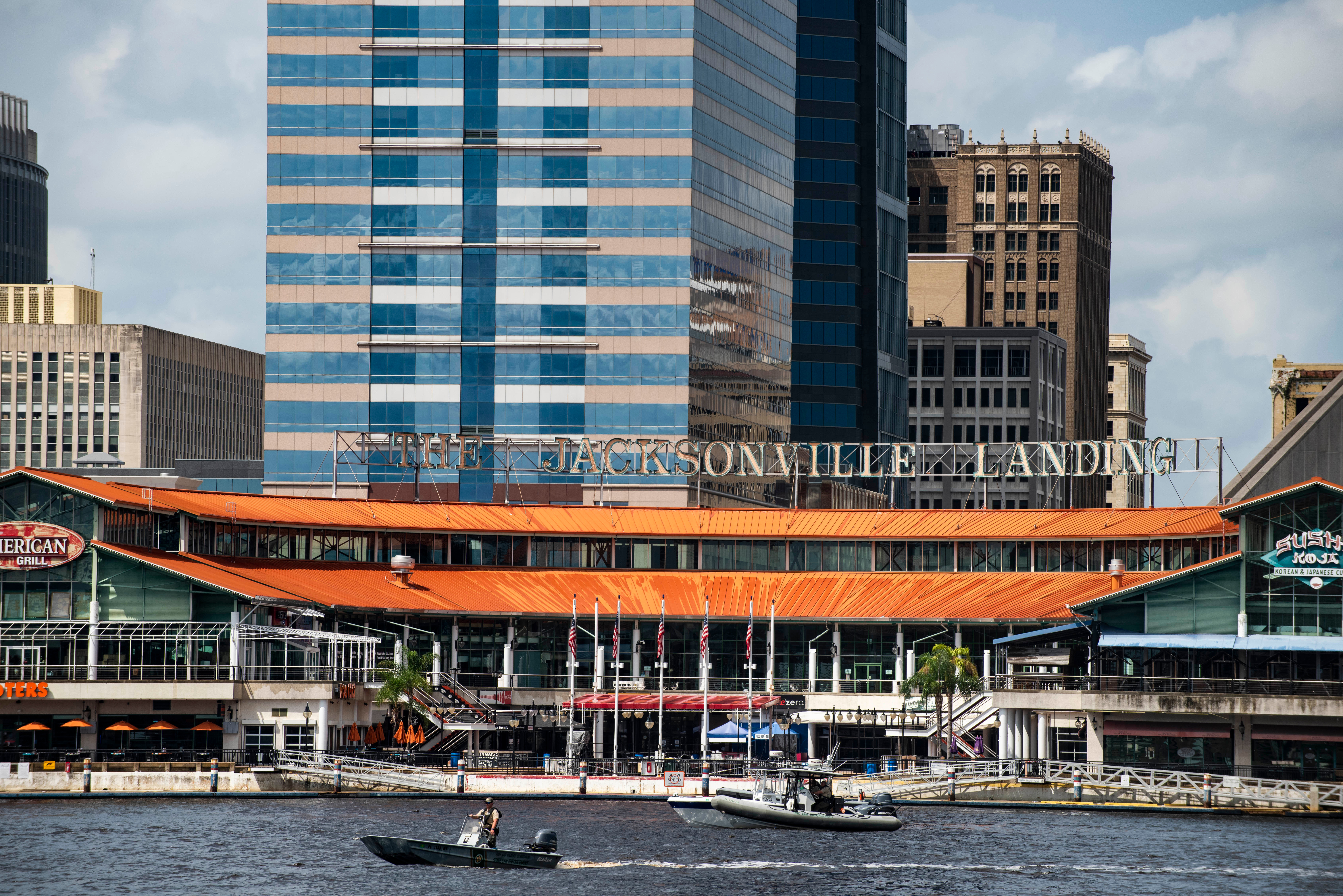 The exterior on the water of the Jacksonville Landing