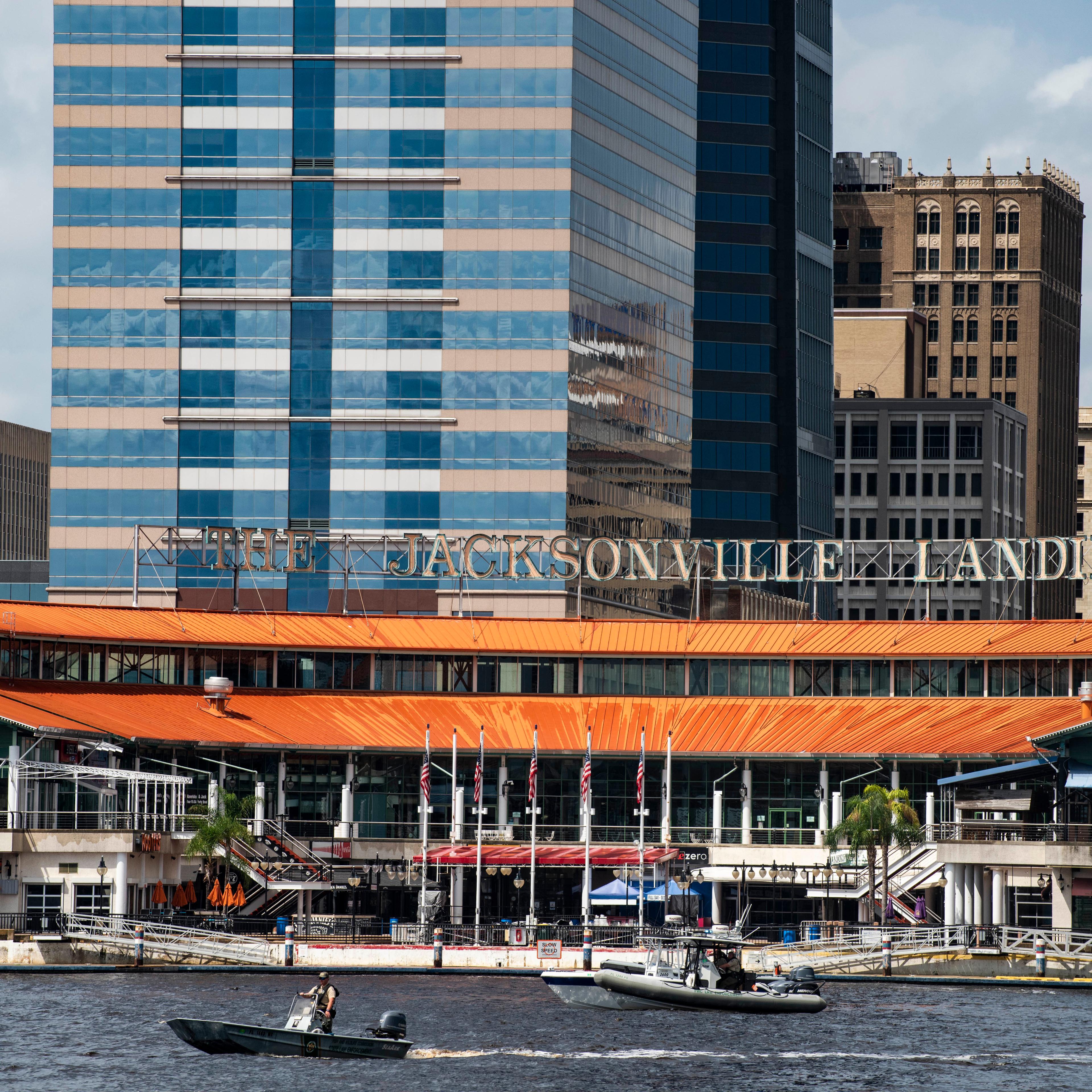 The exterior on the water of the Jacksonville Landing