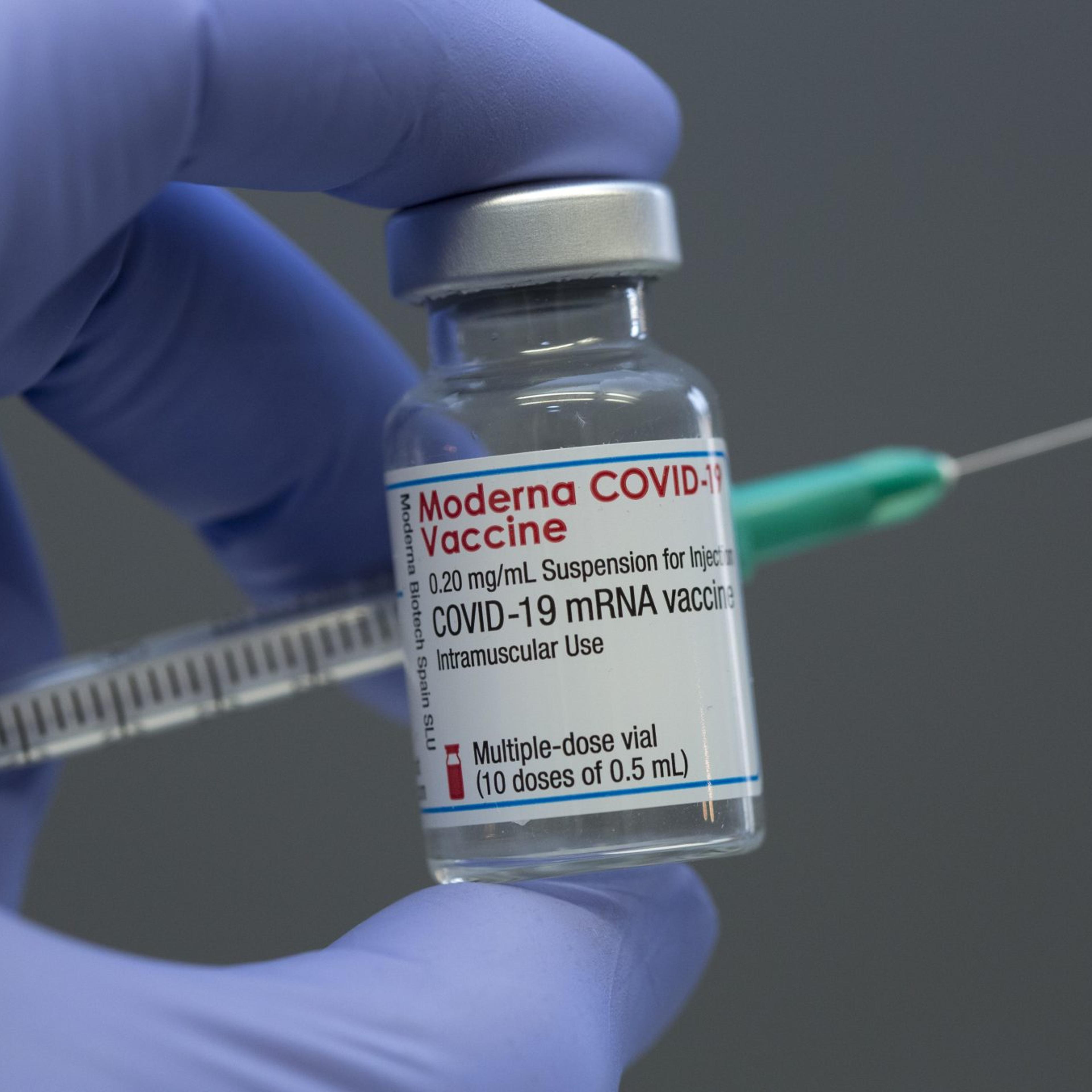 Moderna corona vaccine vial.
