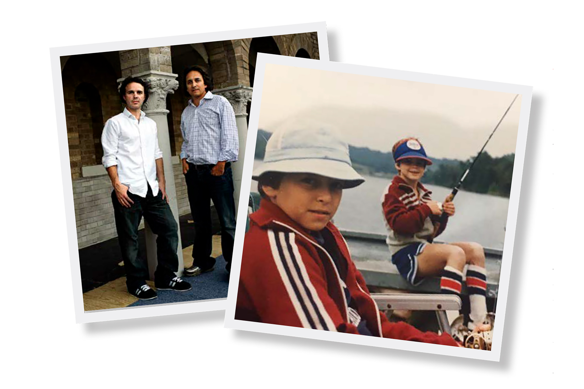 Craig Renaud, far left, and his older brother Brent, who was killed in Ukraine on March 13, together in 2007; on a fishing trip in 1980 at Peaceful Valley Lake, Mo.