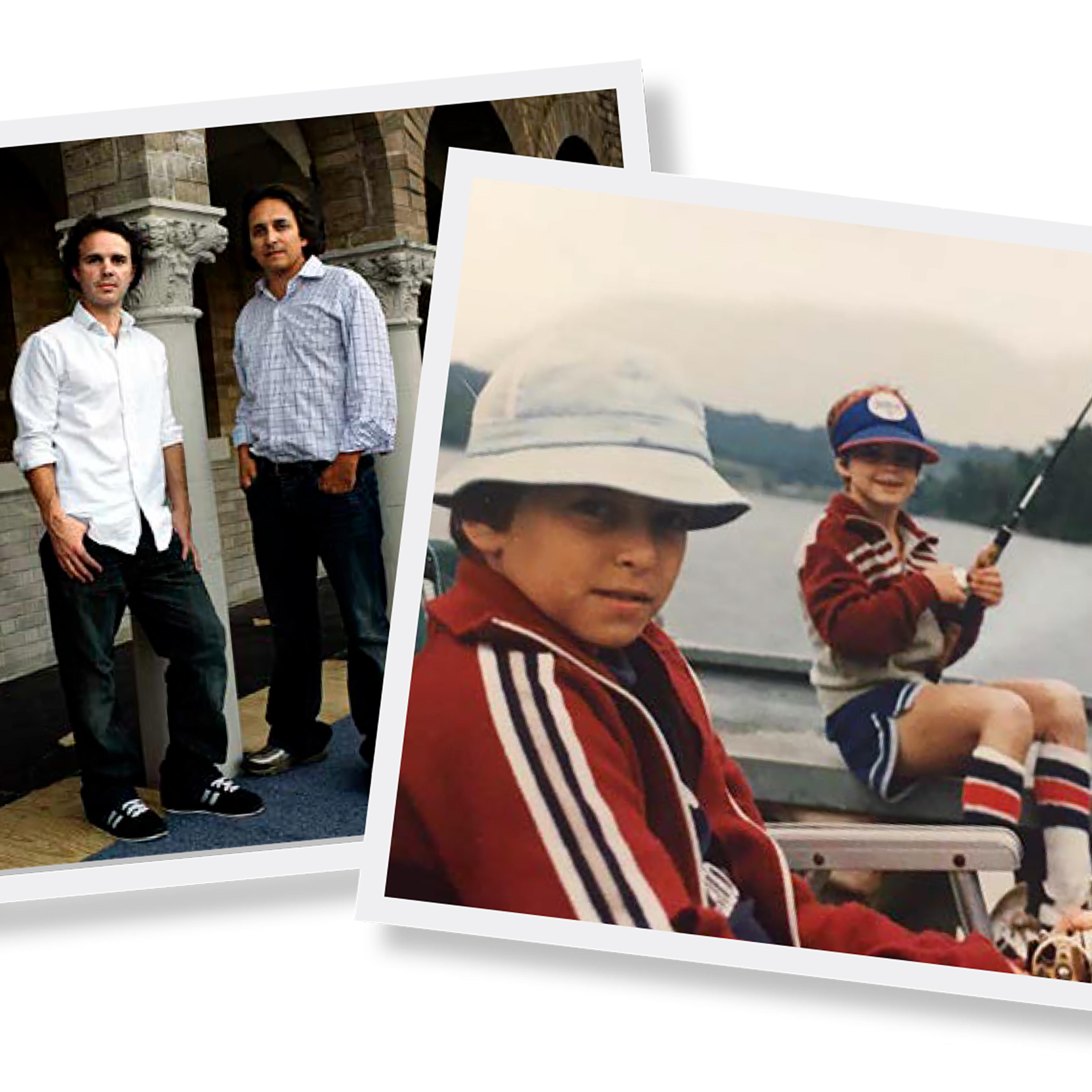 Craig Renaud, far left, and his older brother Brent, who was killed in Ukraine on March 13, together in 2007; on a fishing trip in 1980 at Peaceful Valley Lake, Mo.