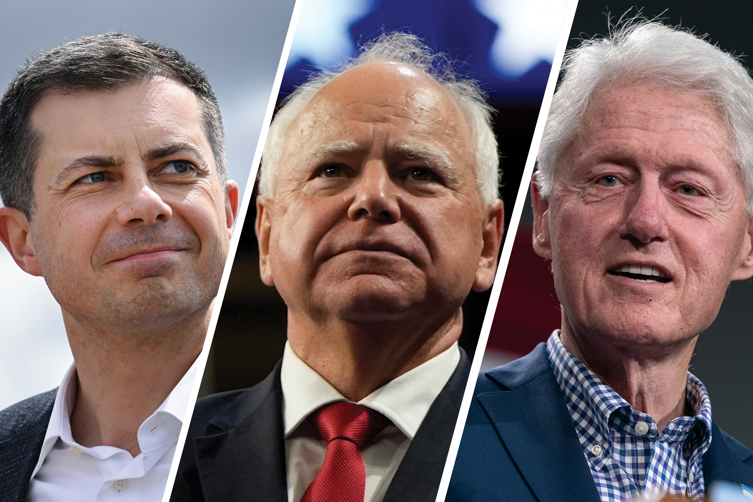Pete Buttigieg, Tim Walz, and Bill Clinton