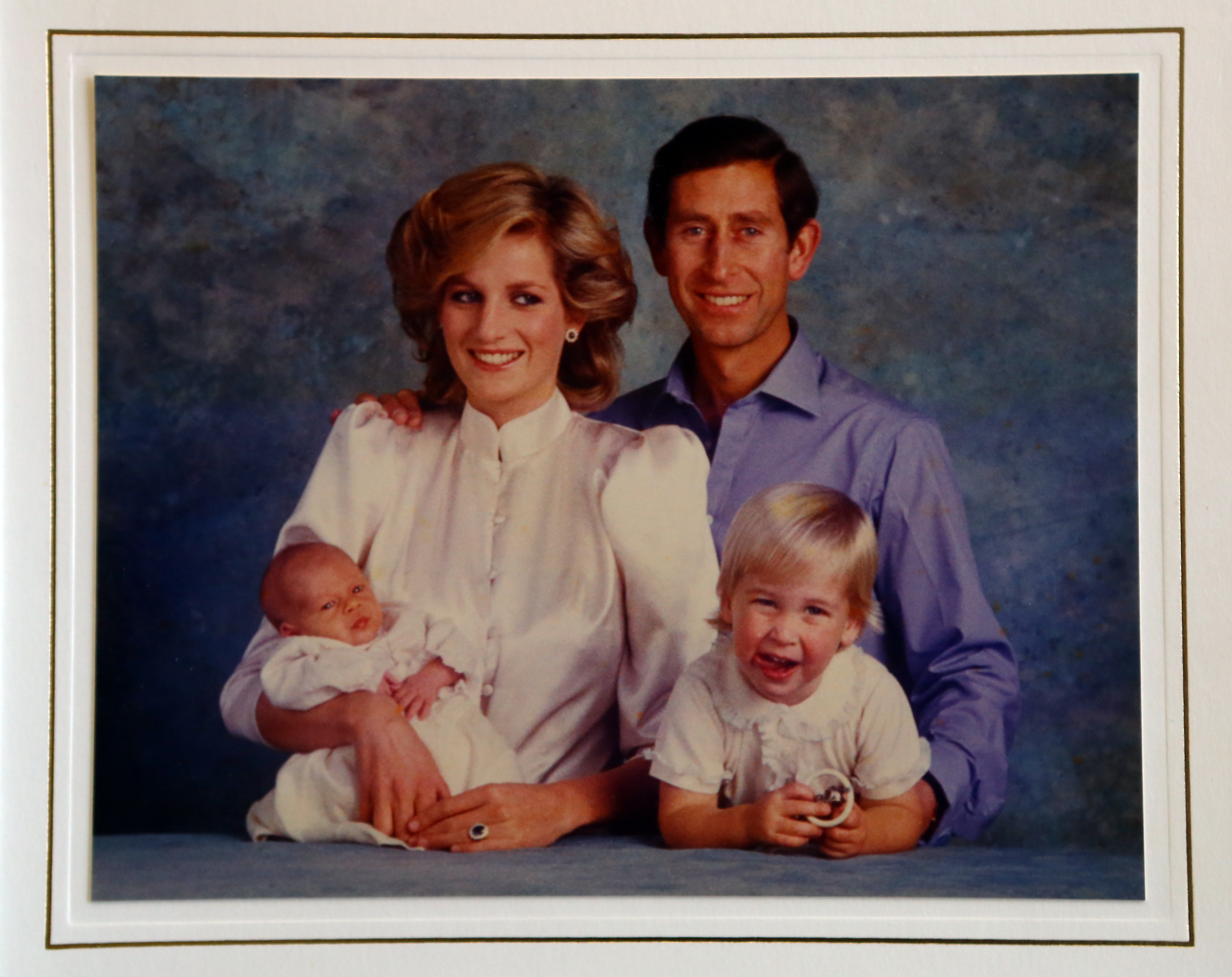 1984 Royal Christmas Card. Prince Charles and Princess Diana with their children Harry and William.