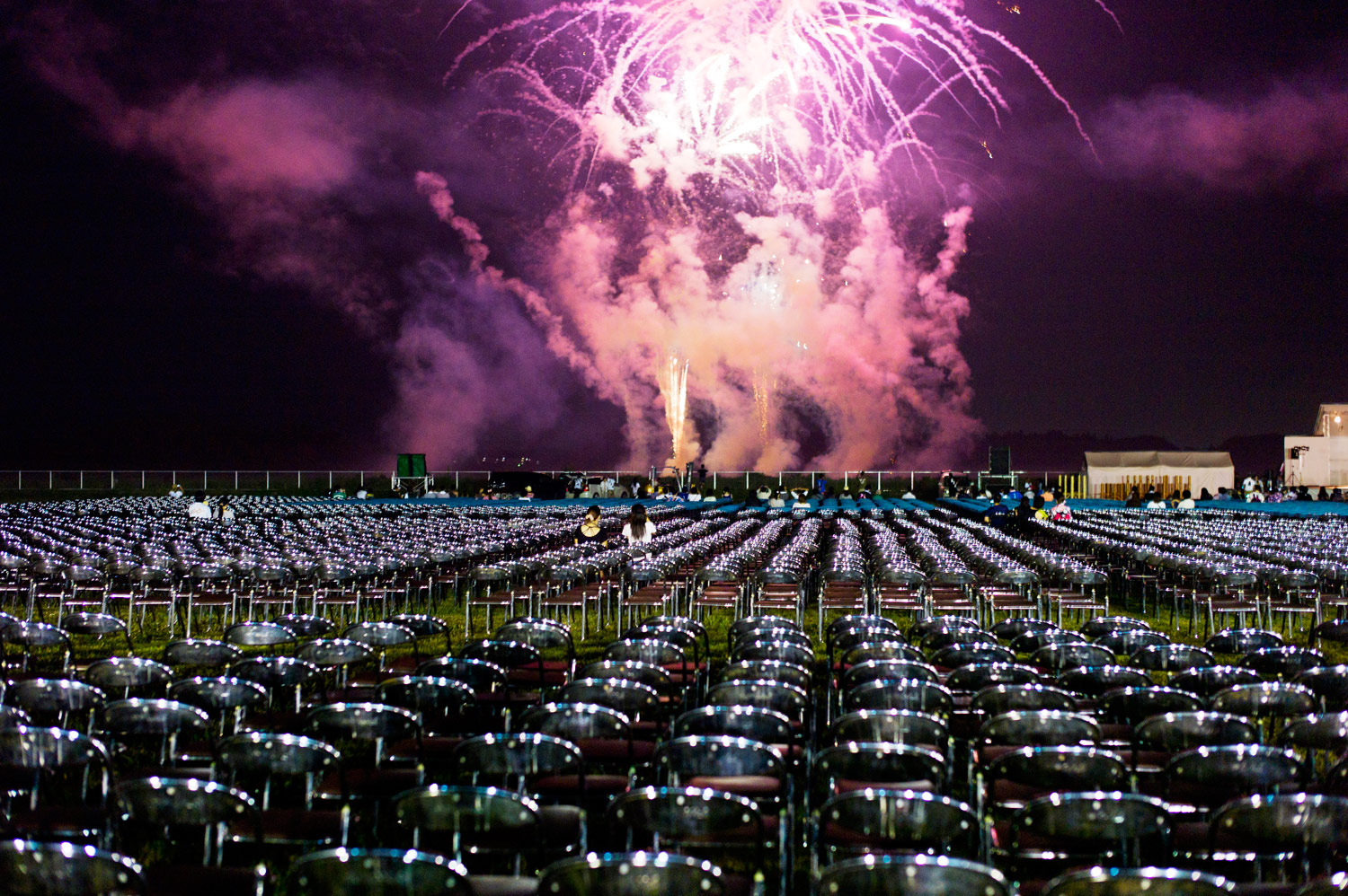 Fireworks brighten the sky over Soma, Japan, August 13, 2011. The display was to commemorate those who died after the massive earthquake and tsunami in March.