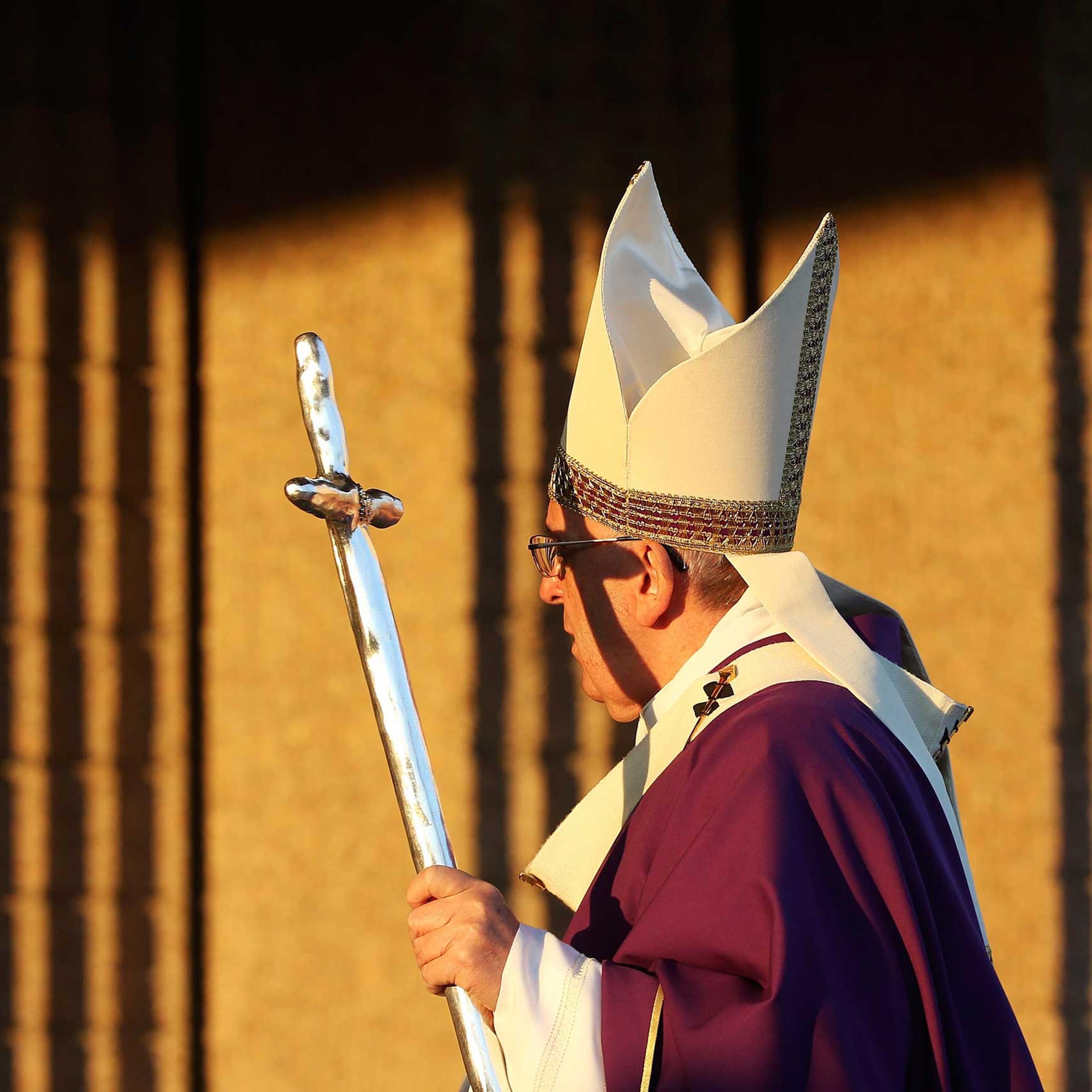 Pope Francis arrives to lead a mass during his pastoral visit to the parish of Santa Maria Madre del Redentore in Rome