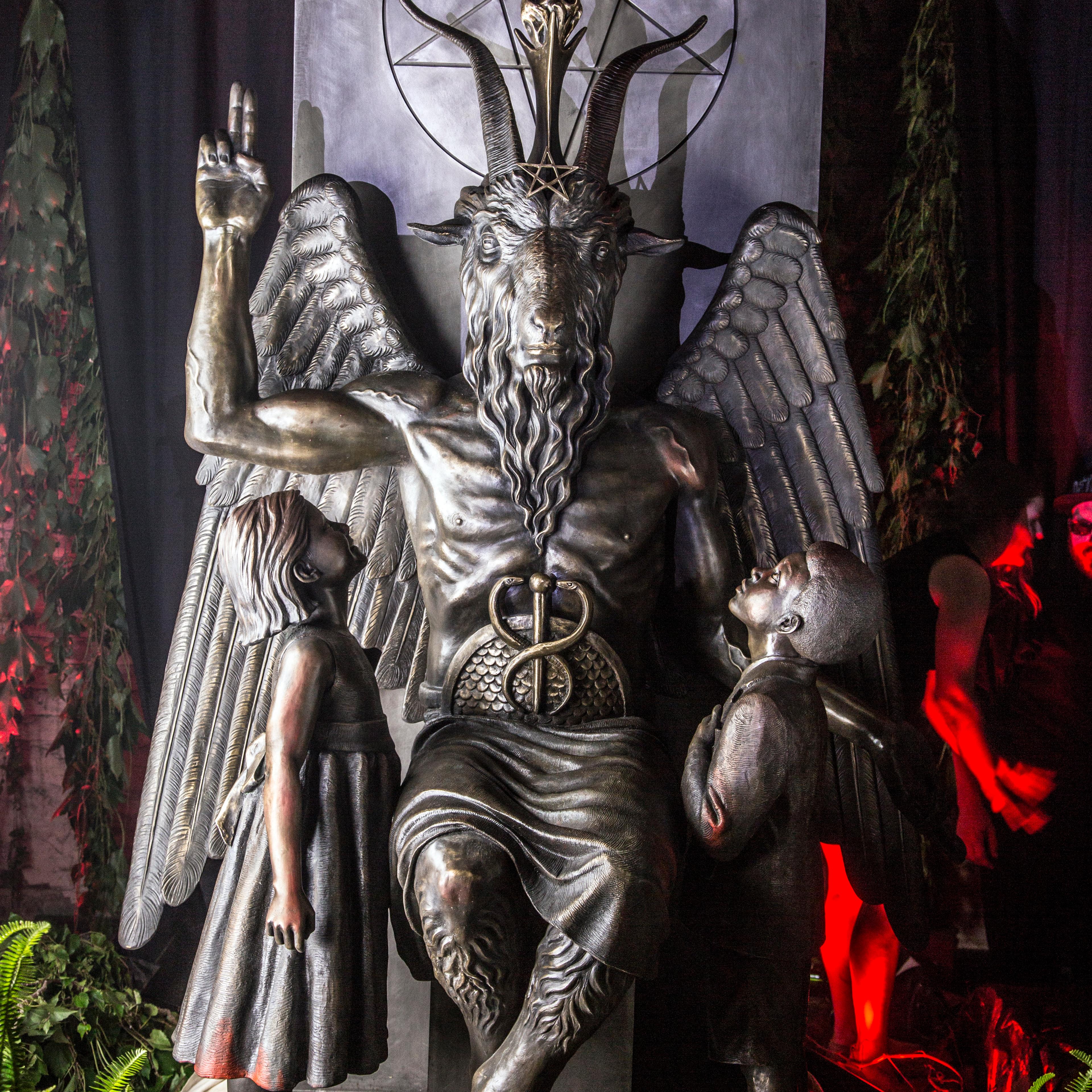 The bronze monument was unveiled by the Satanic Temple in Detroit on July 25, 2015