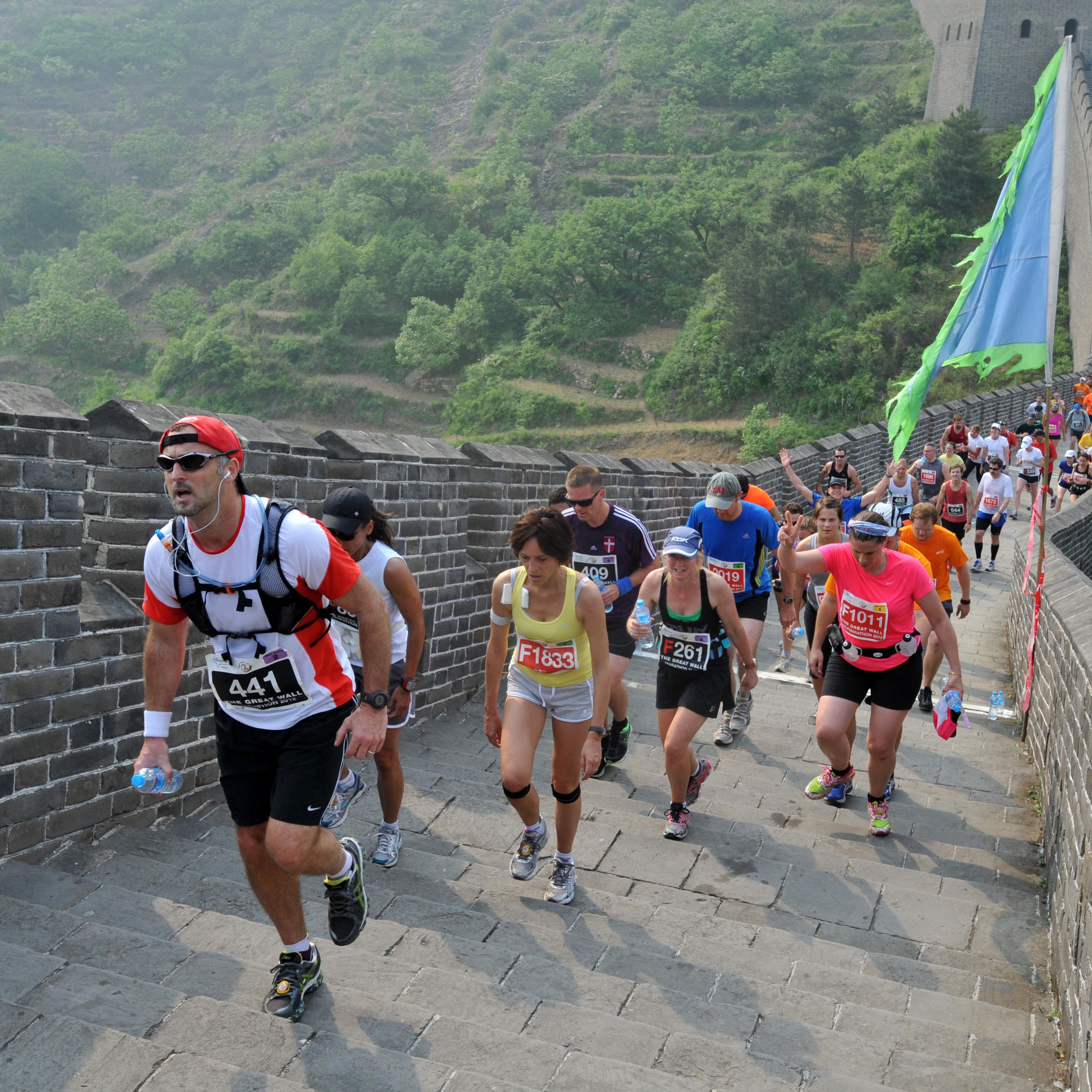 Runners compete in the Great Wall marathon at Huangyaguan (Yellow Cliff Pass) Great Wall in Tianjin, China on May 19, 2012.