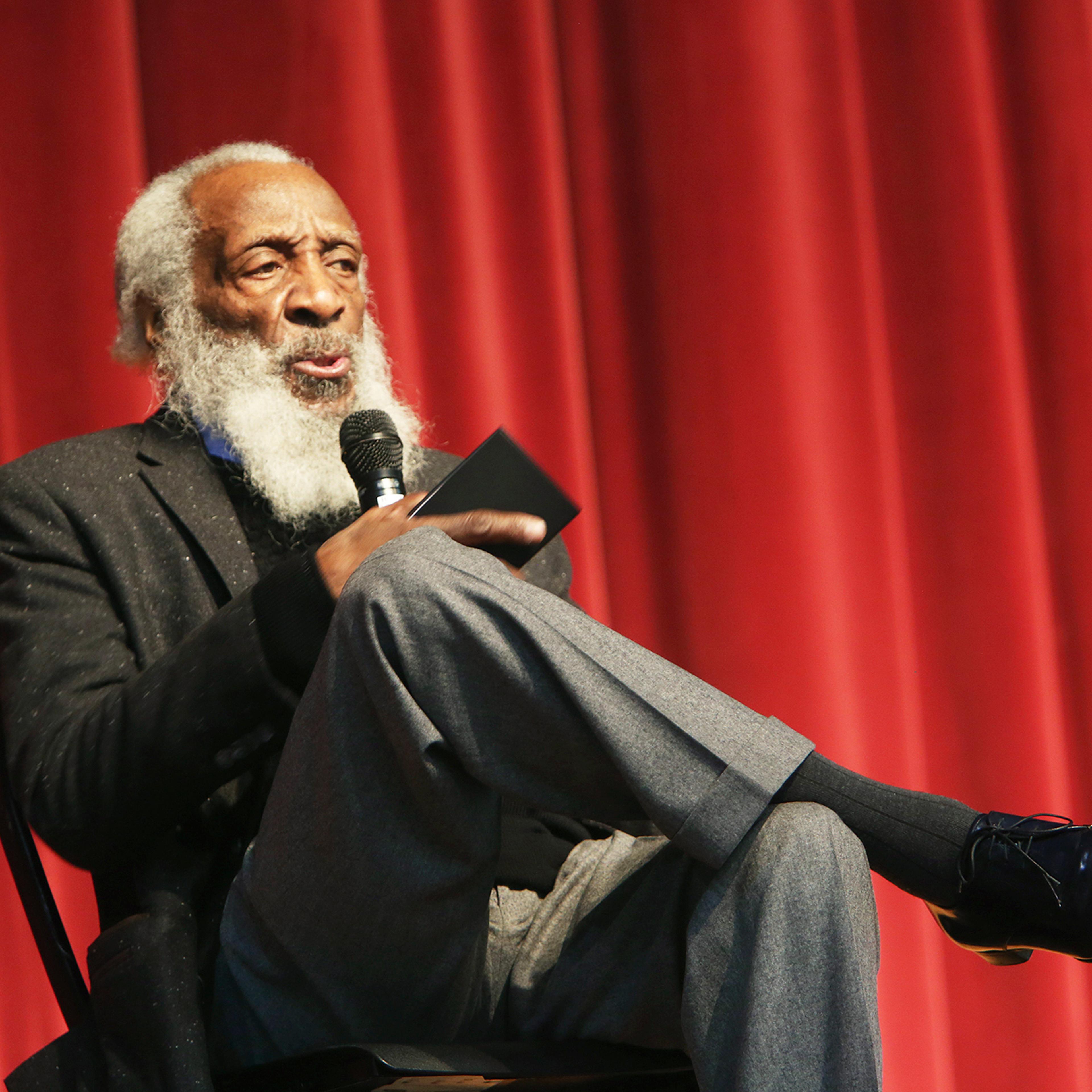Dick Gregory, long time civil rights activist, writer, social critic, and comedian, talks to the crowd at the 16th annual Tampa Bay Black Heritage Festival, MLK Leadership Luncheon in Tampa, Fla. on Jan. 20, 2016.