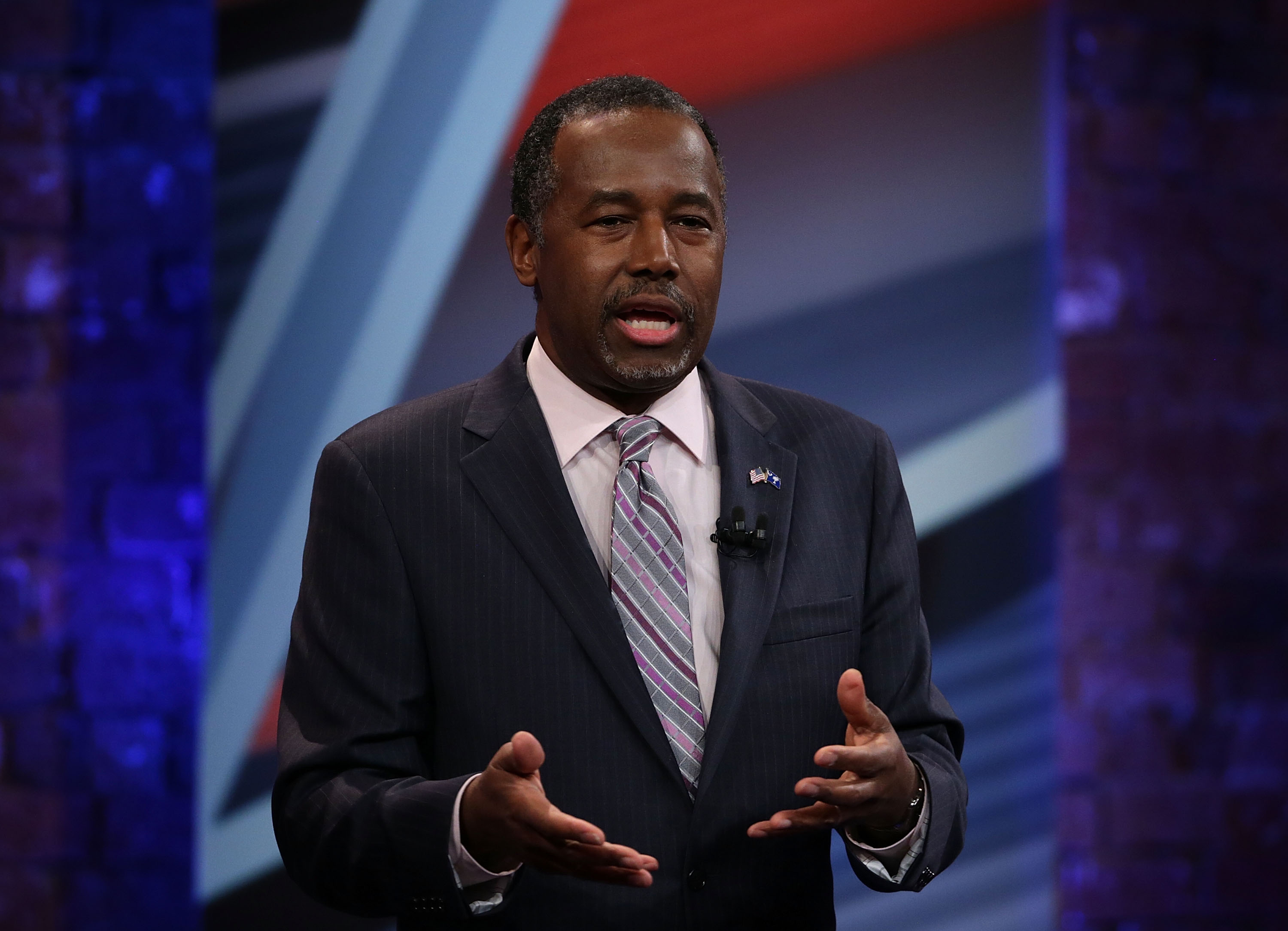 Republican presidential candidate Ben Carson participates in a CNN South Carolina Republican Presidential Town Hall February 17, 2016 in Greenville, South Carolina.