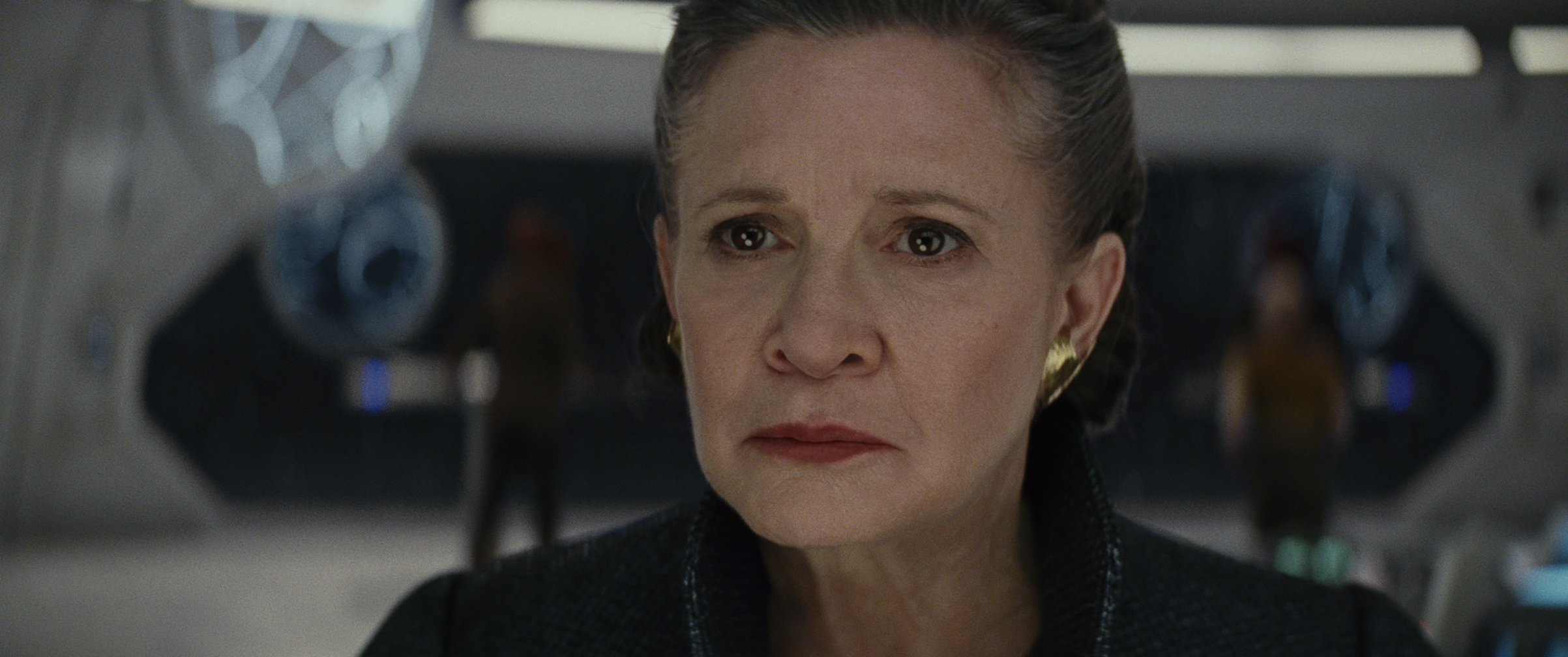 Carrie Fisher as Princess Leia in Star Wars: The Last Jedi.