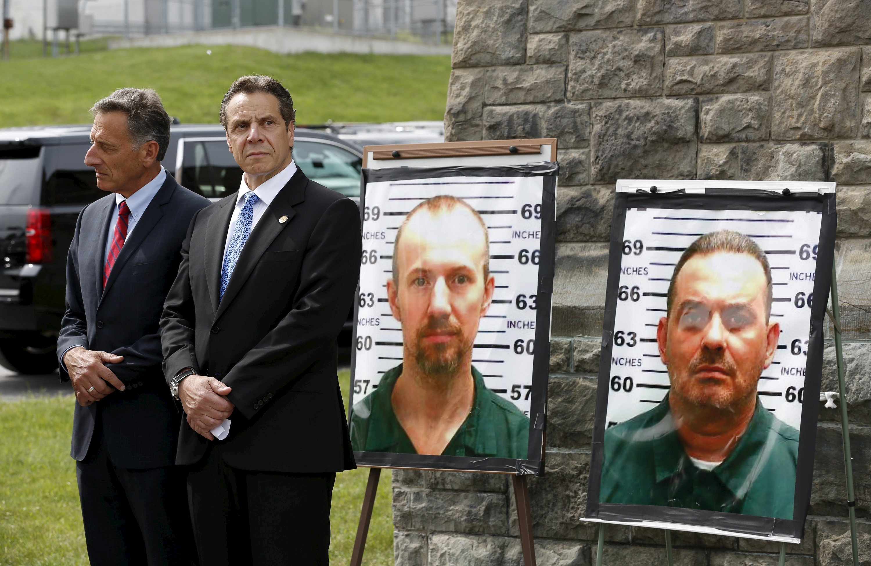 Vermont Governor Peter Shumlin and New York Governor Andrew Cuomo take part in a news conference at the Clinton Correctional Facility in Dannemora, New York on June 10, 2015.