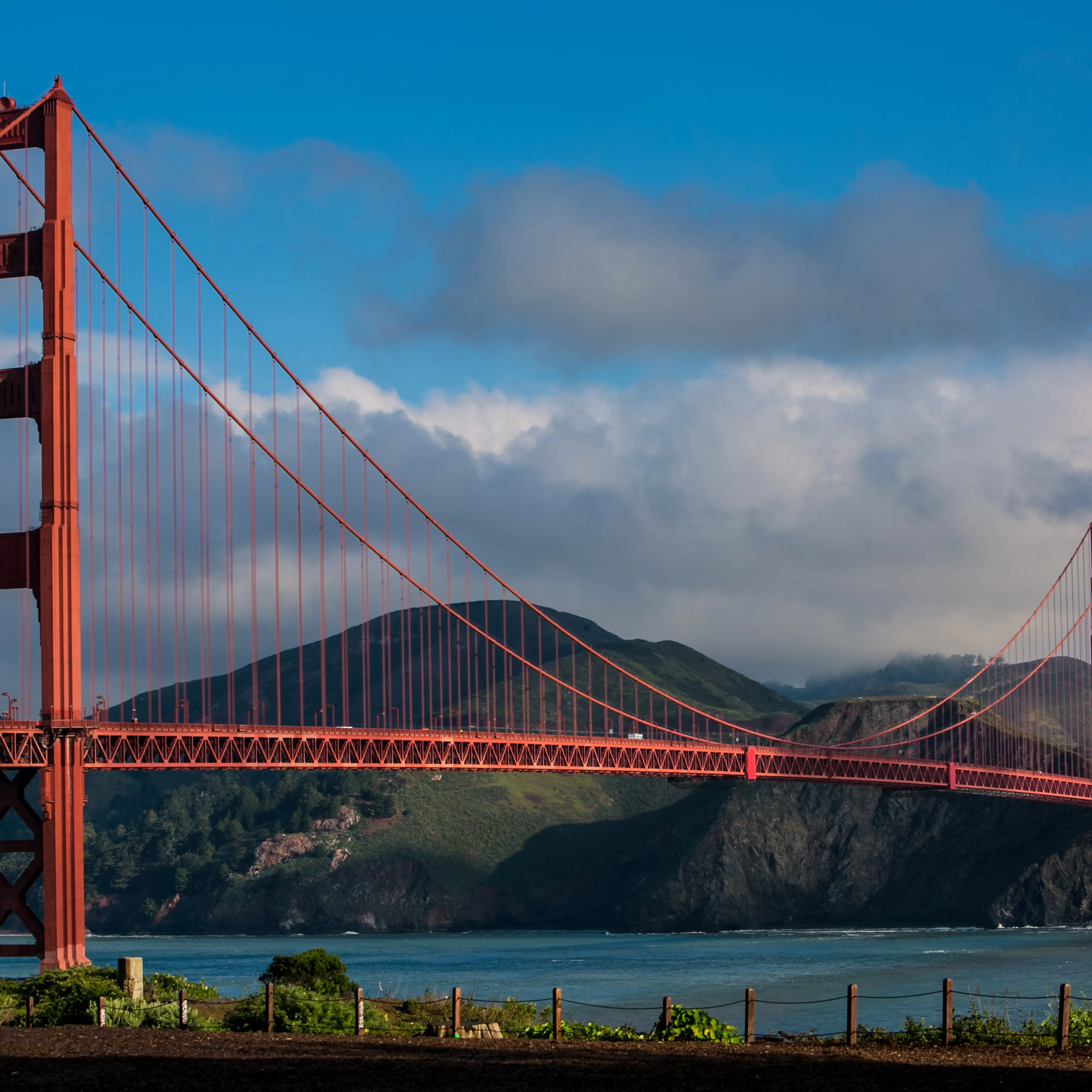 The Golden Gate Bridge at Golden Gate National Park is viewed from a nearby hiking trail on April 2, 2014, in San Francisco.