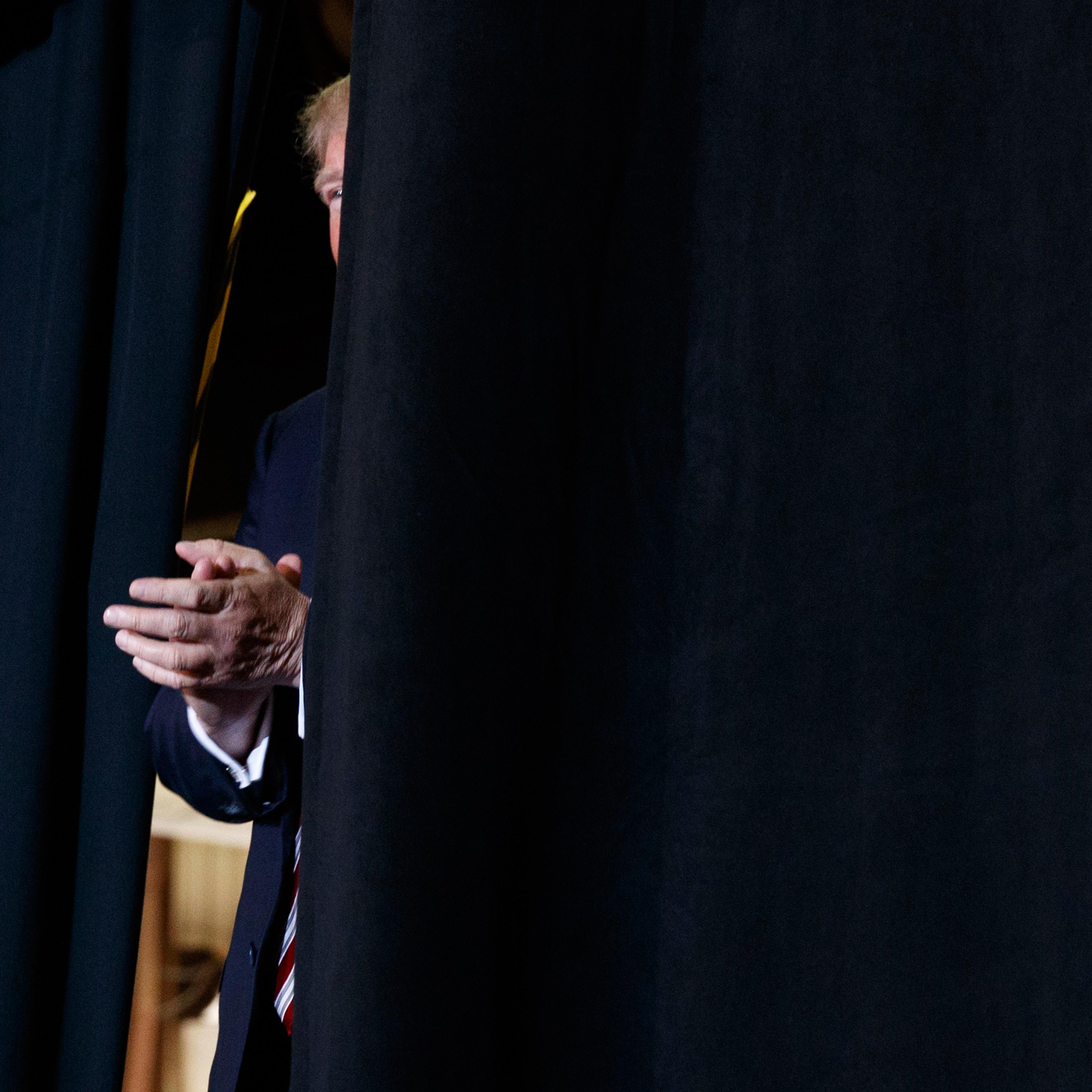 Republican presidential candidate Donald Trump arrives to speak at a campaign rally at the Jacksonville Equestrian Center, Thursday, Nov. 3, 2016, in Jacksonville, Fla. (AP Photo/ Evan Vucci)