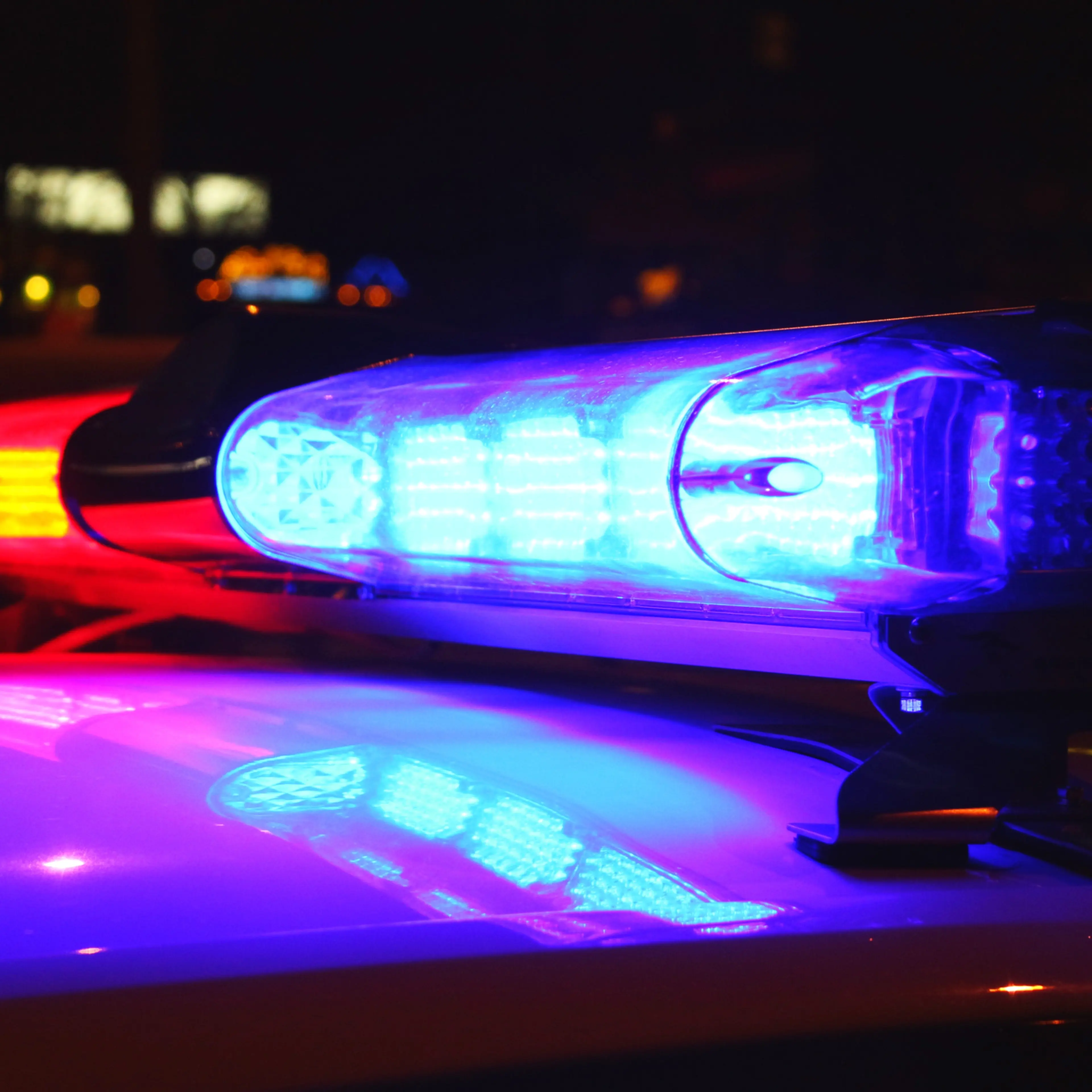 Police lights by night