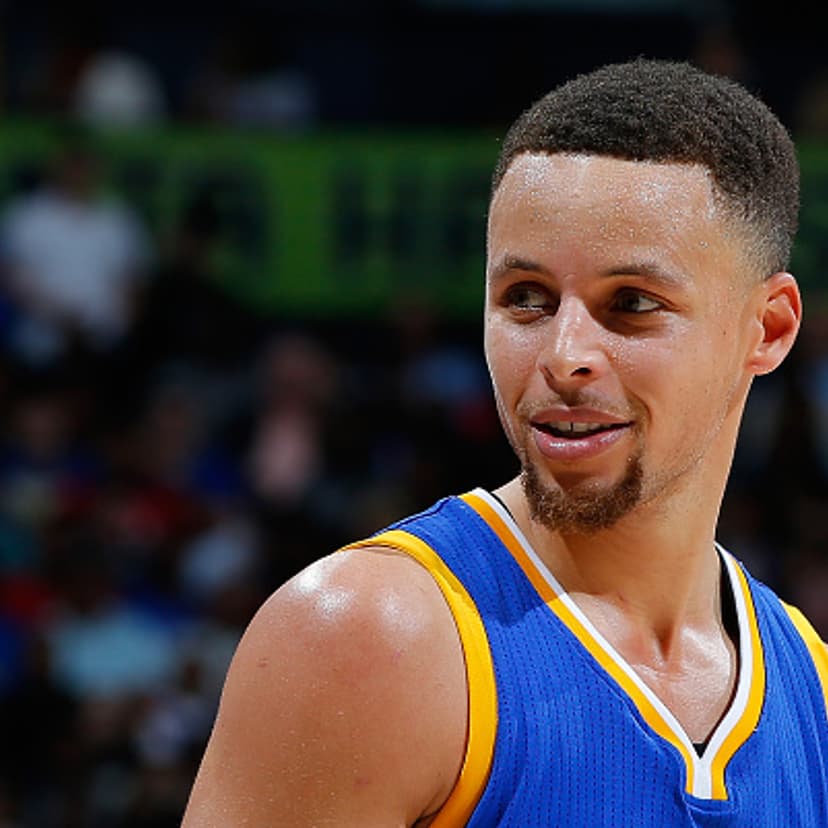 Stephen Curry #30 of the Golden State Warriors reacts during the game against the Atlanta Hawks at Philips Arena on February 22, 2016 in Atlanta, Georgia.