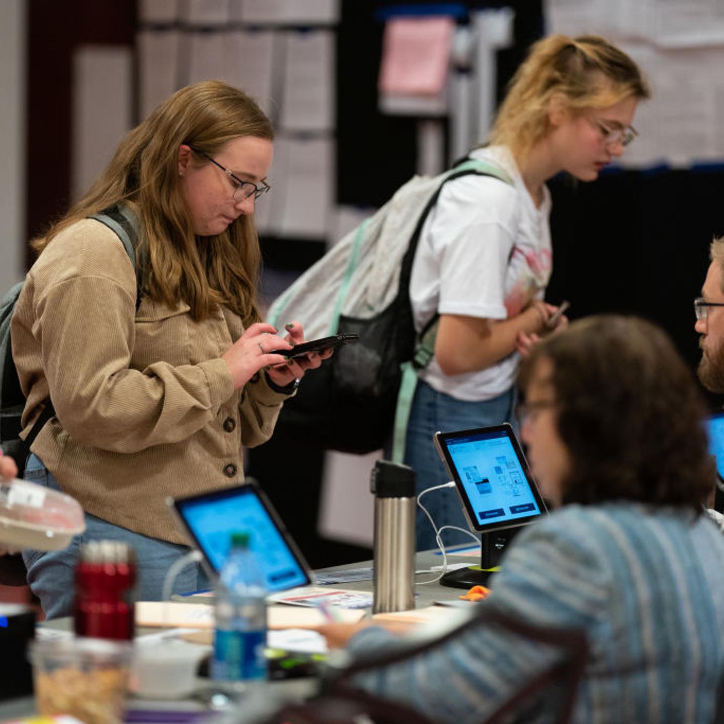 People cast their votes at a polling place in The Ohio Union, a student activity center at The Ohio State University in Columbus, OH on November 8, 2022.Ohio Midterm Elections 2022