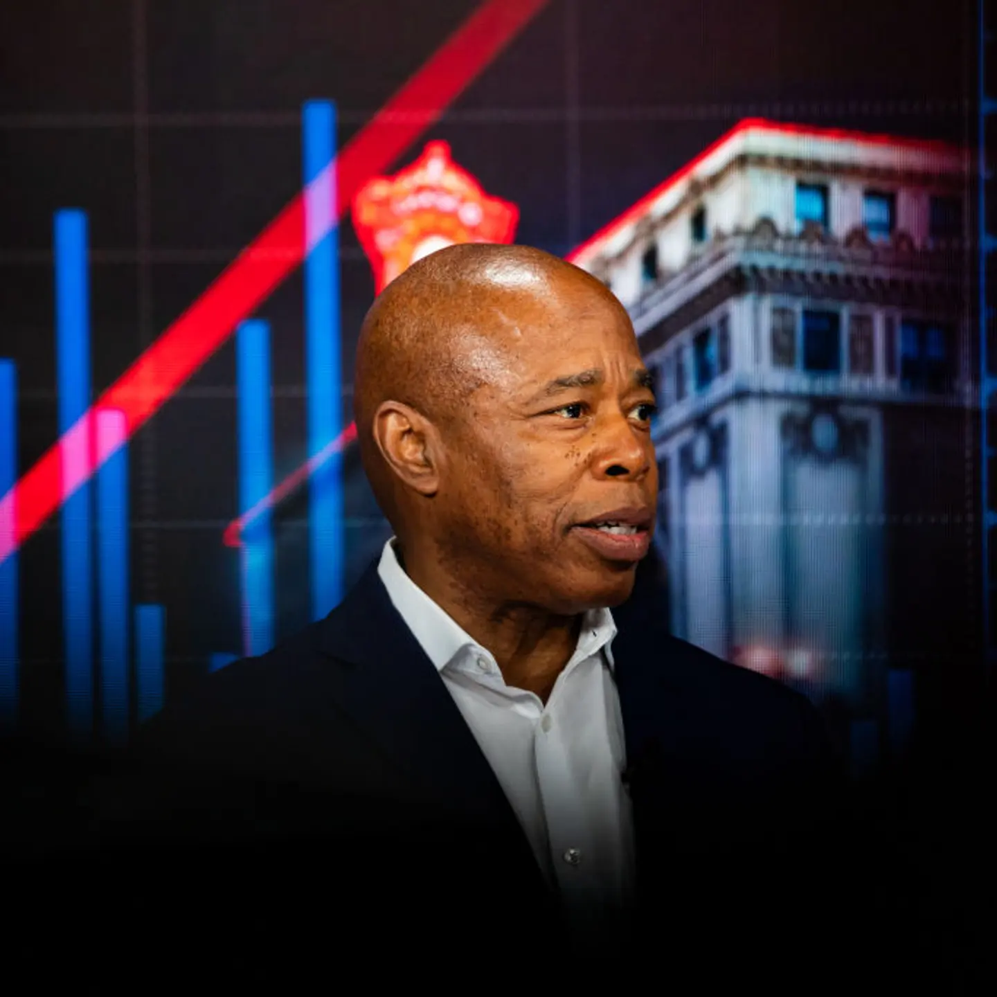 Eric Adams, mayor of New York, at a Bloomberg Television interview during the Democratic National Convention (DNC) in Chicago, Ill., on Aug. 21, 2024.