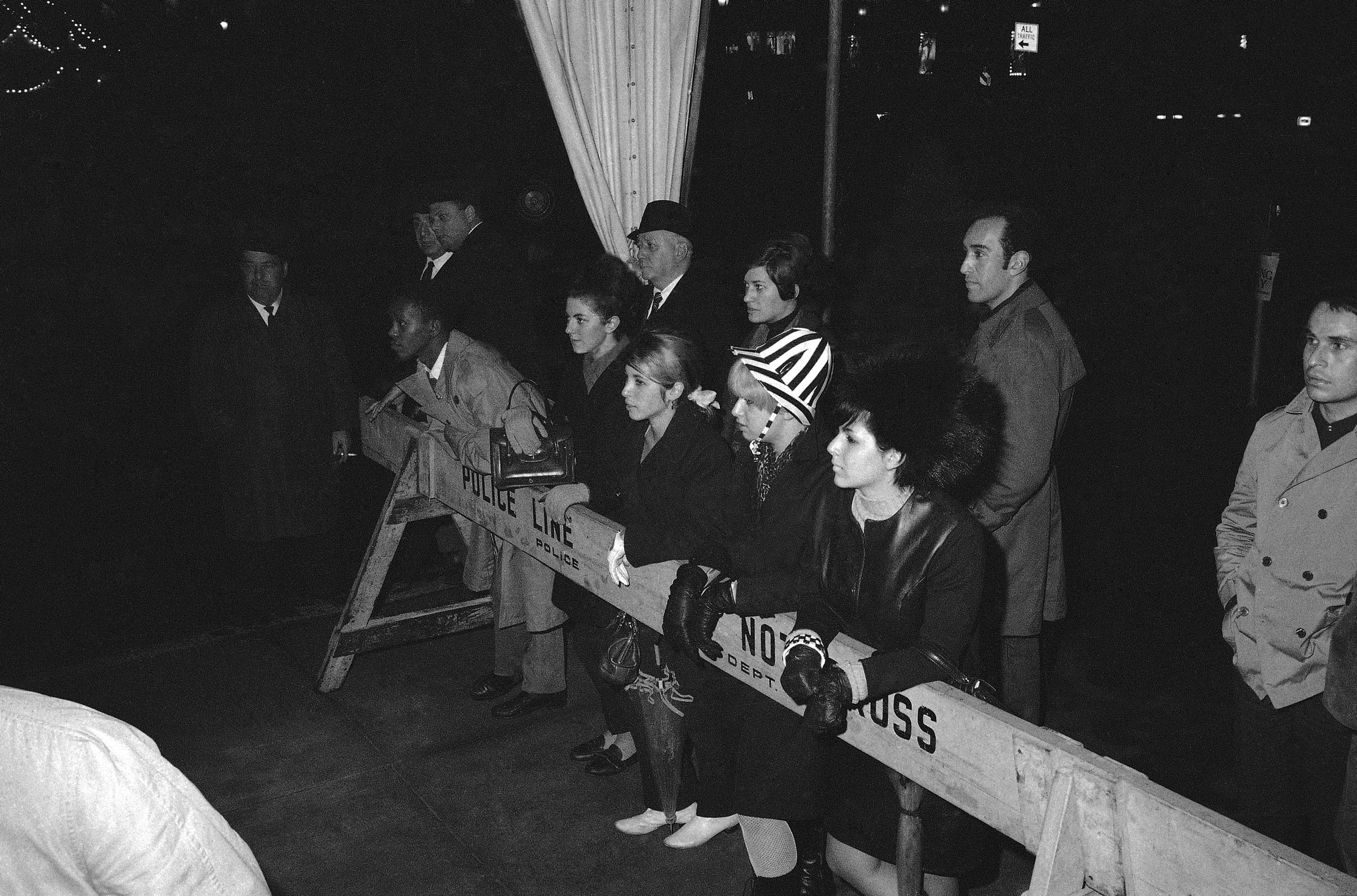 the scene outside New York’s Plaza Hotel where writer Truman Capote held his exclusive Black and White Ball on Nov. 28, 1966.