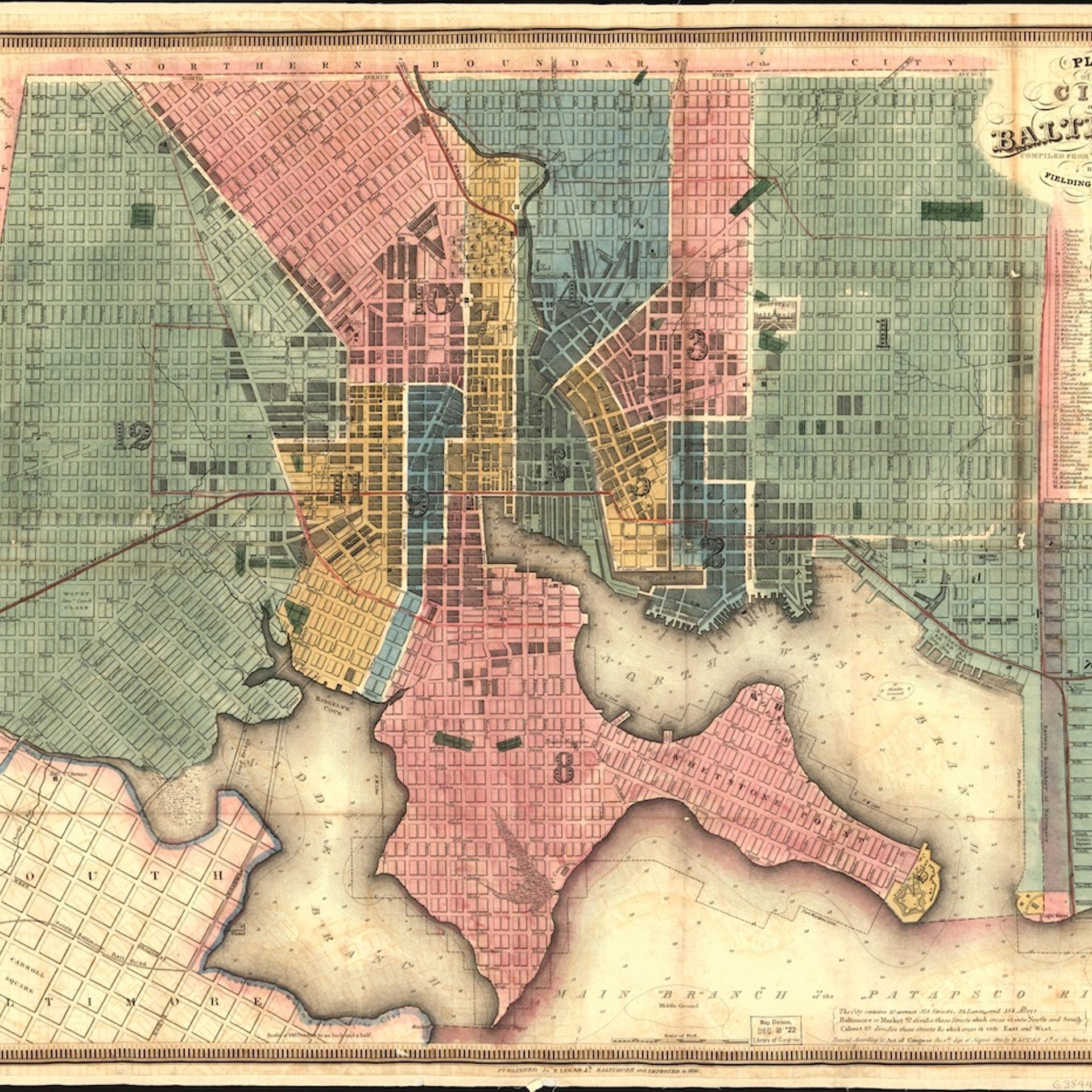 Map Of Baltimore, Maryland, 1836