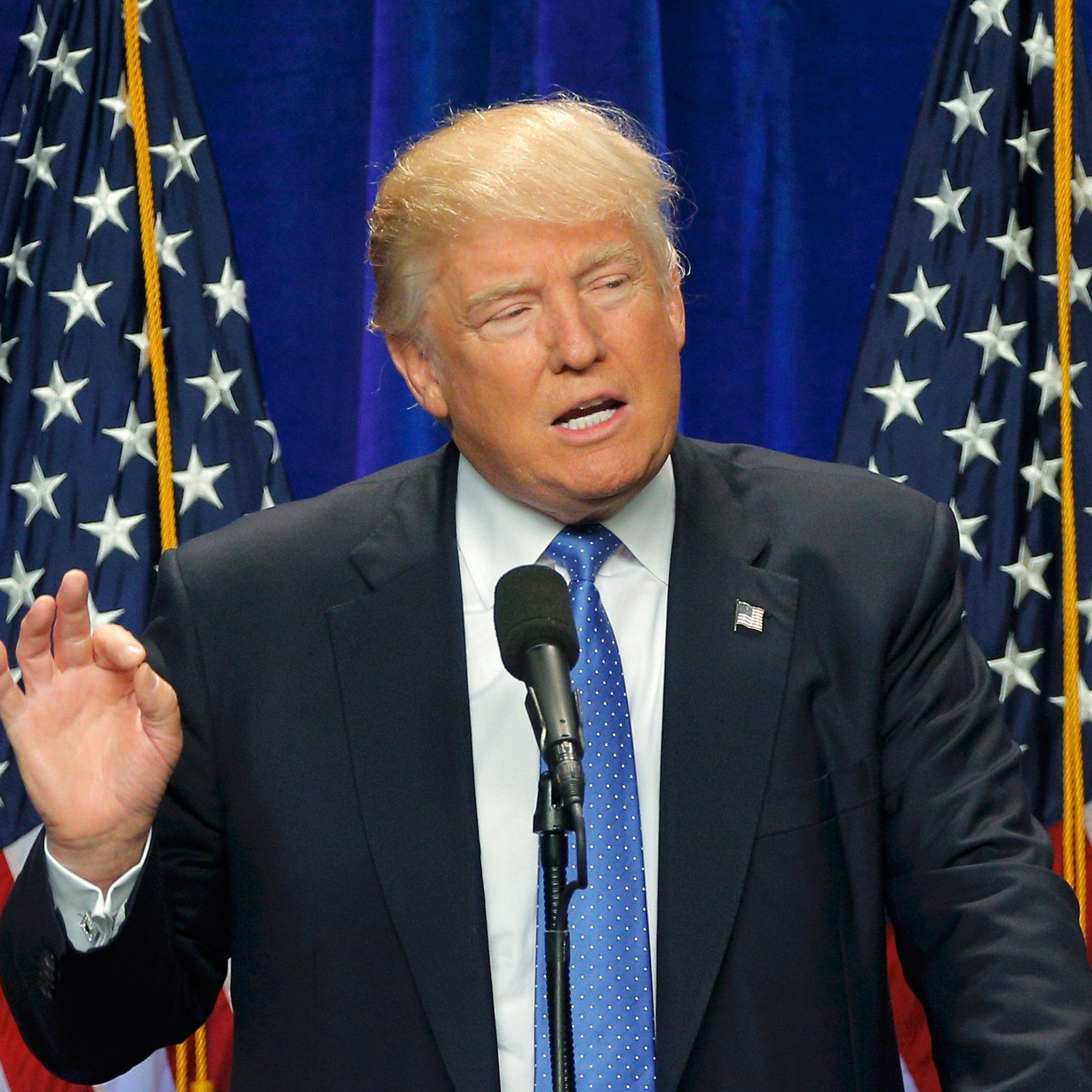 Republican U.S. presidential candidate Donald Trump delivers a speech at St. Anselm's College in Manchester, New Hampshire, U.S., June 13, 2016. REUTERS/Brian Snyder