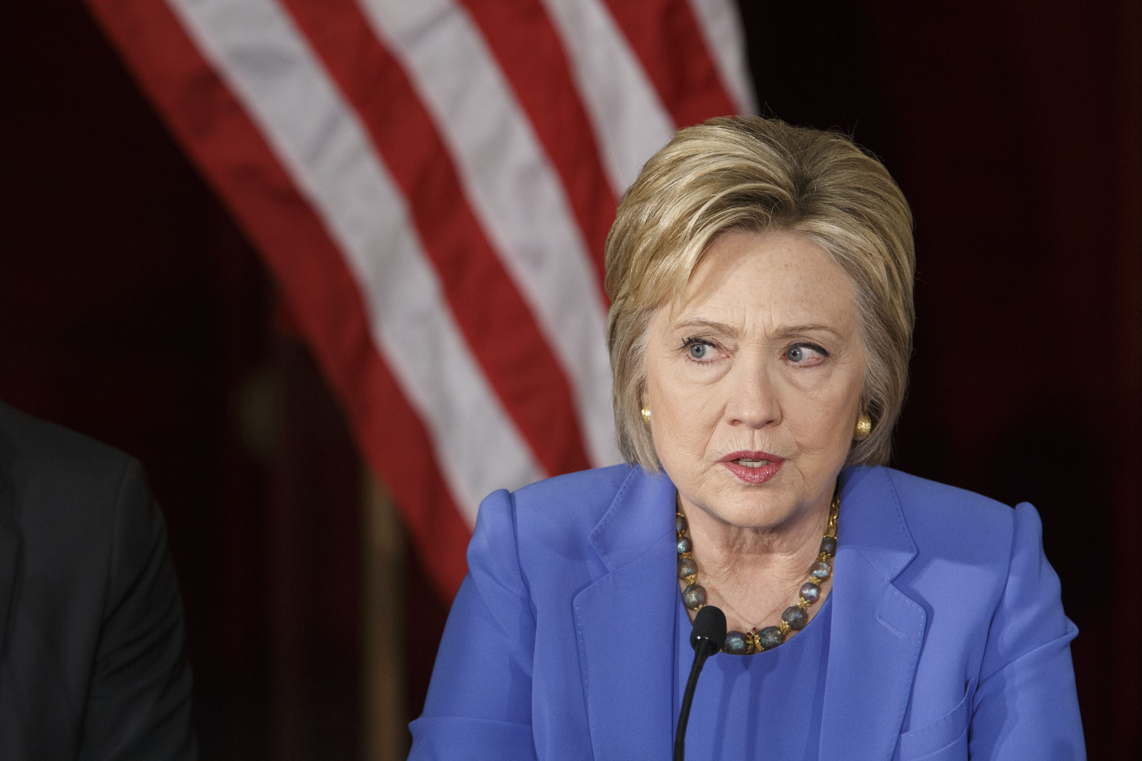 Hillary Clinton, former Secretary of State and 2016 Democratic presidential candidate, speaks during a round table discussion at the University of Southern California (USC) in Los Angeles, California, U.S., on Thursday, March 24, 2016.