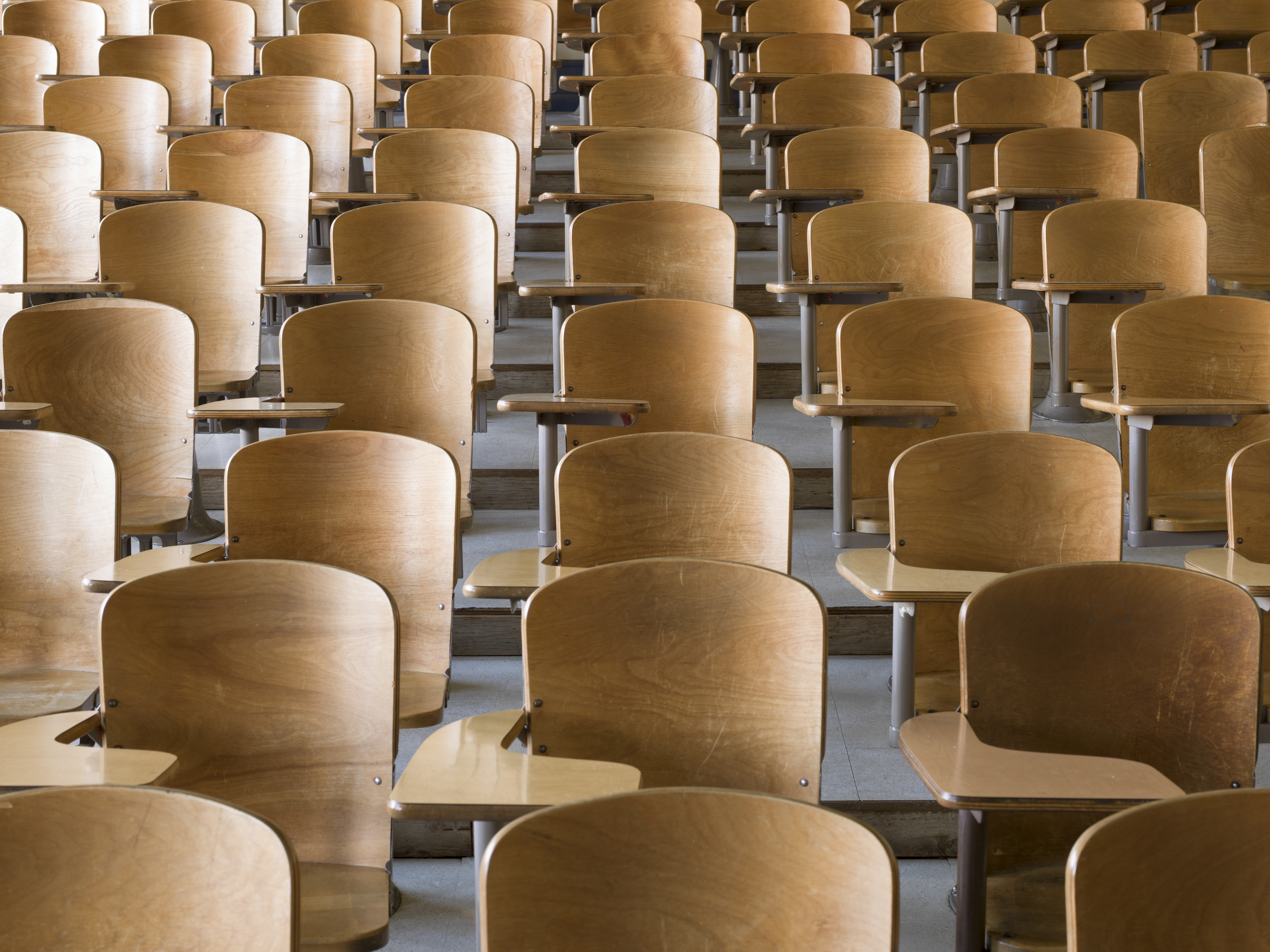 Rows of desks in classroom