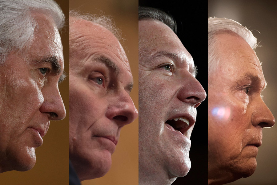 ExxonMobil CEO Rex Tillerson,vGeneral John Kelly, U.S. Rep. Mike Pompeo, Senator Jeff Sessions.