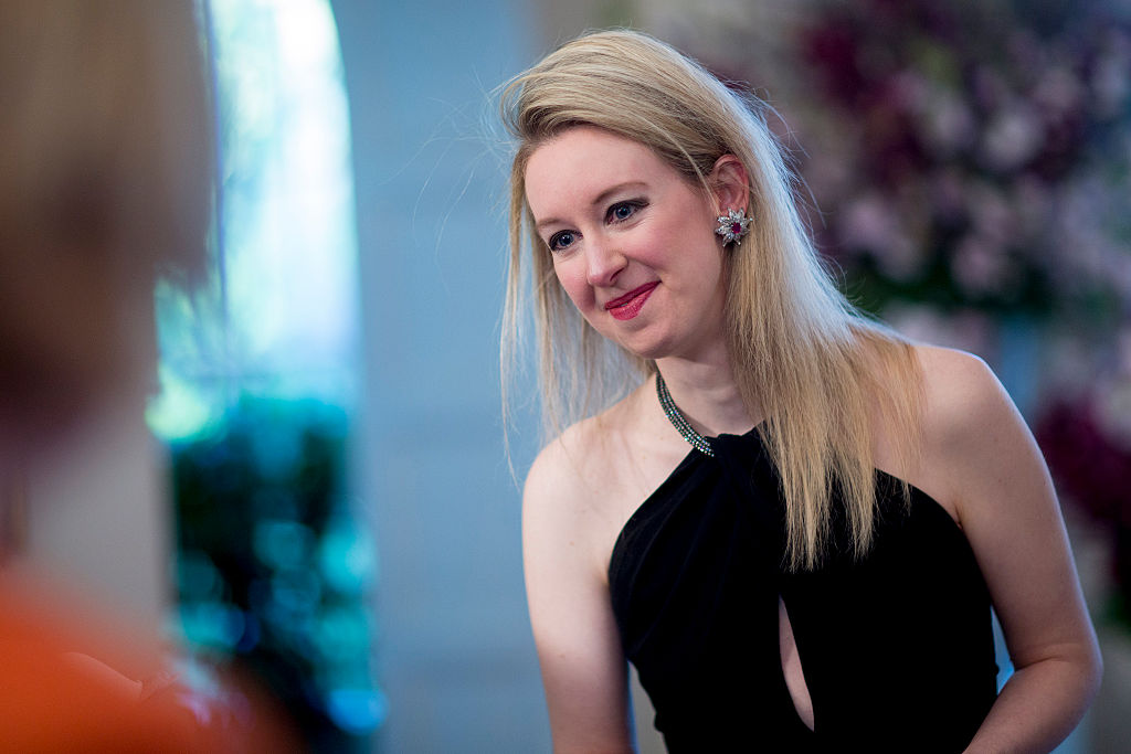 Elizabeth Holmes, founder and CEO of Theranos, arrives at a state dinner at the White House on April 28, 2015.
