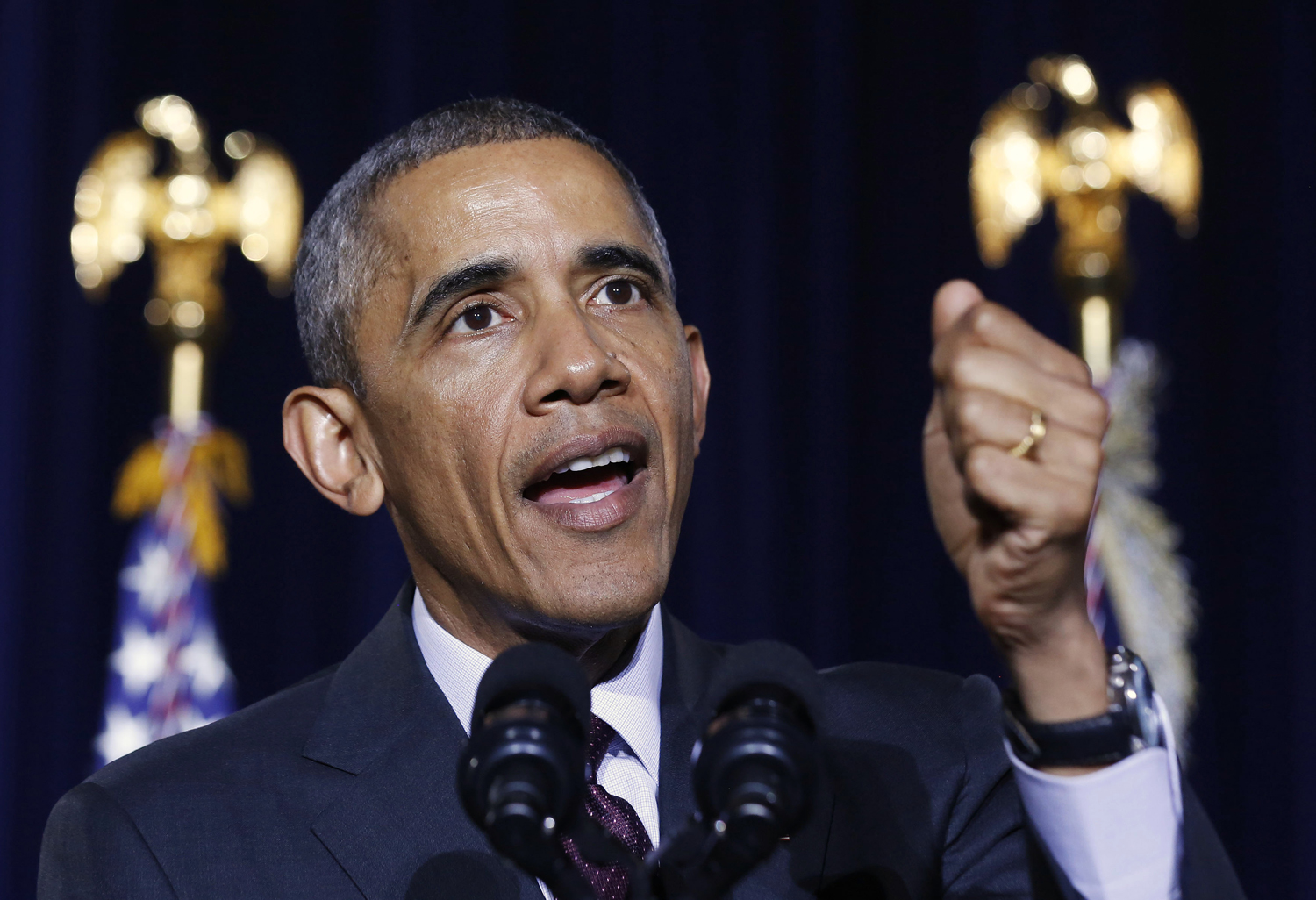 U.S. President Obama talks about Ebola at the National Institutes of Health in Bethesda