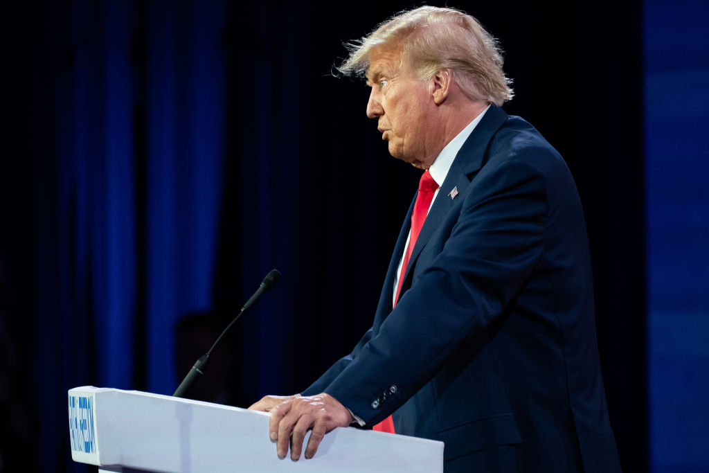 Former U.S. President Donald Trump speaks during the Road to Majority's Faith and Freedom policy conference in Washington, DC, U.S., on Saturday, June 24, 2023.