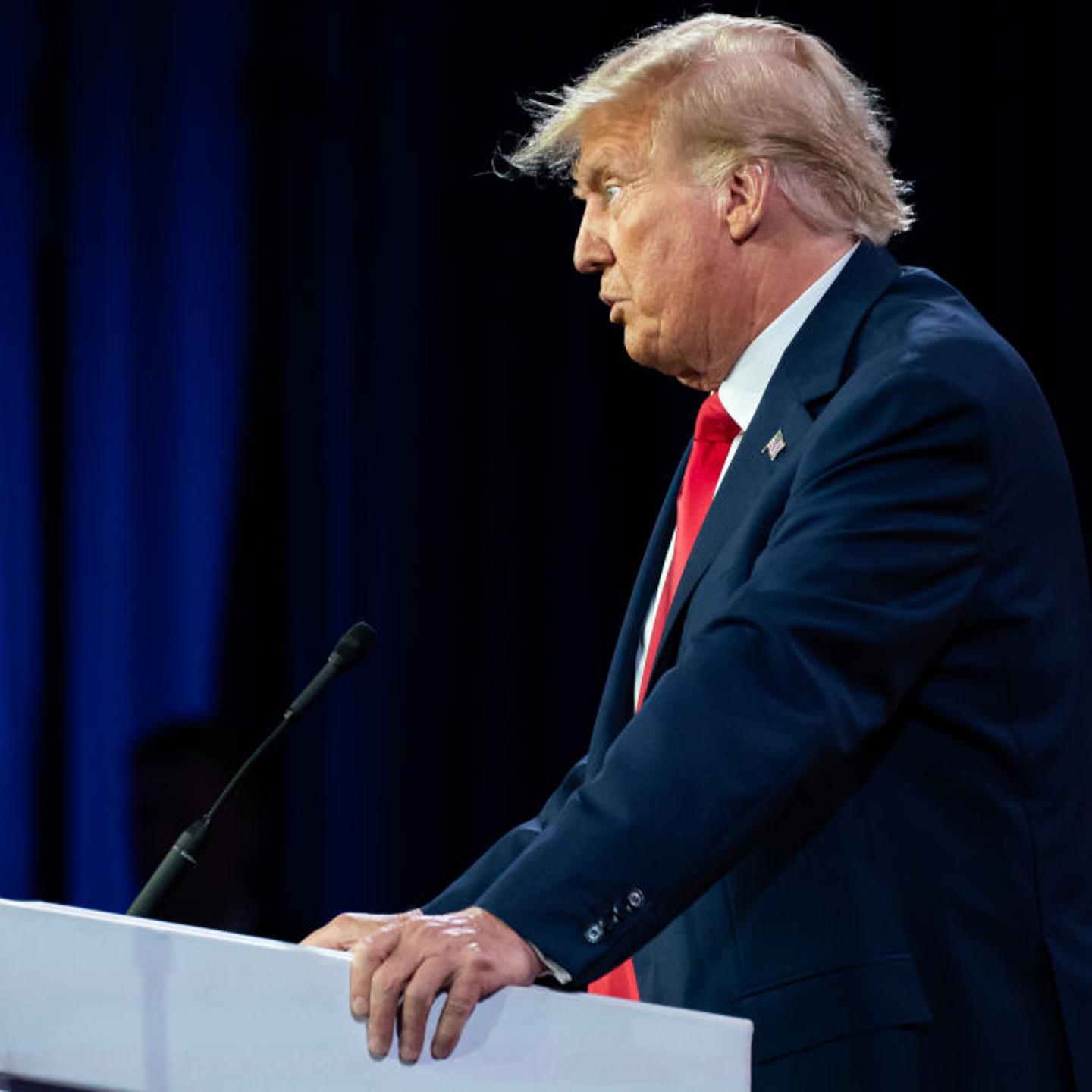 Former U.S. President Donald Trump speaks during the Road to Majority's Faith and Freedom policy conference in Washington, DC, U.S., on Saturday, June 24, 2023.