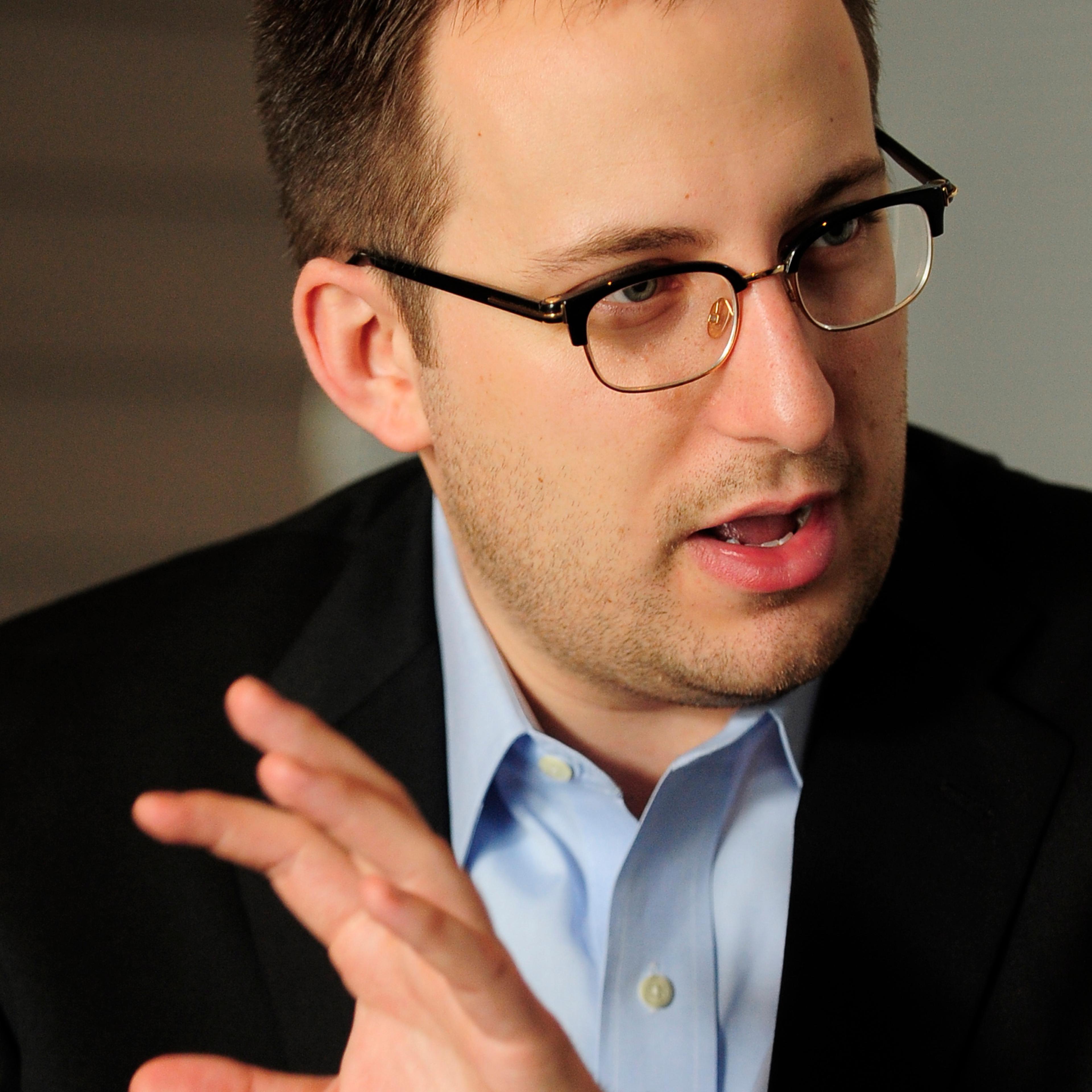 Joe Rospars founding partner of Blue State Digital who was a director for Barack Obama's 2008 campaign for President of the United States, speaks during an interview with The Associated Press during Personal Democracy Forum Europe in Barcelona on Nov. 21