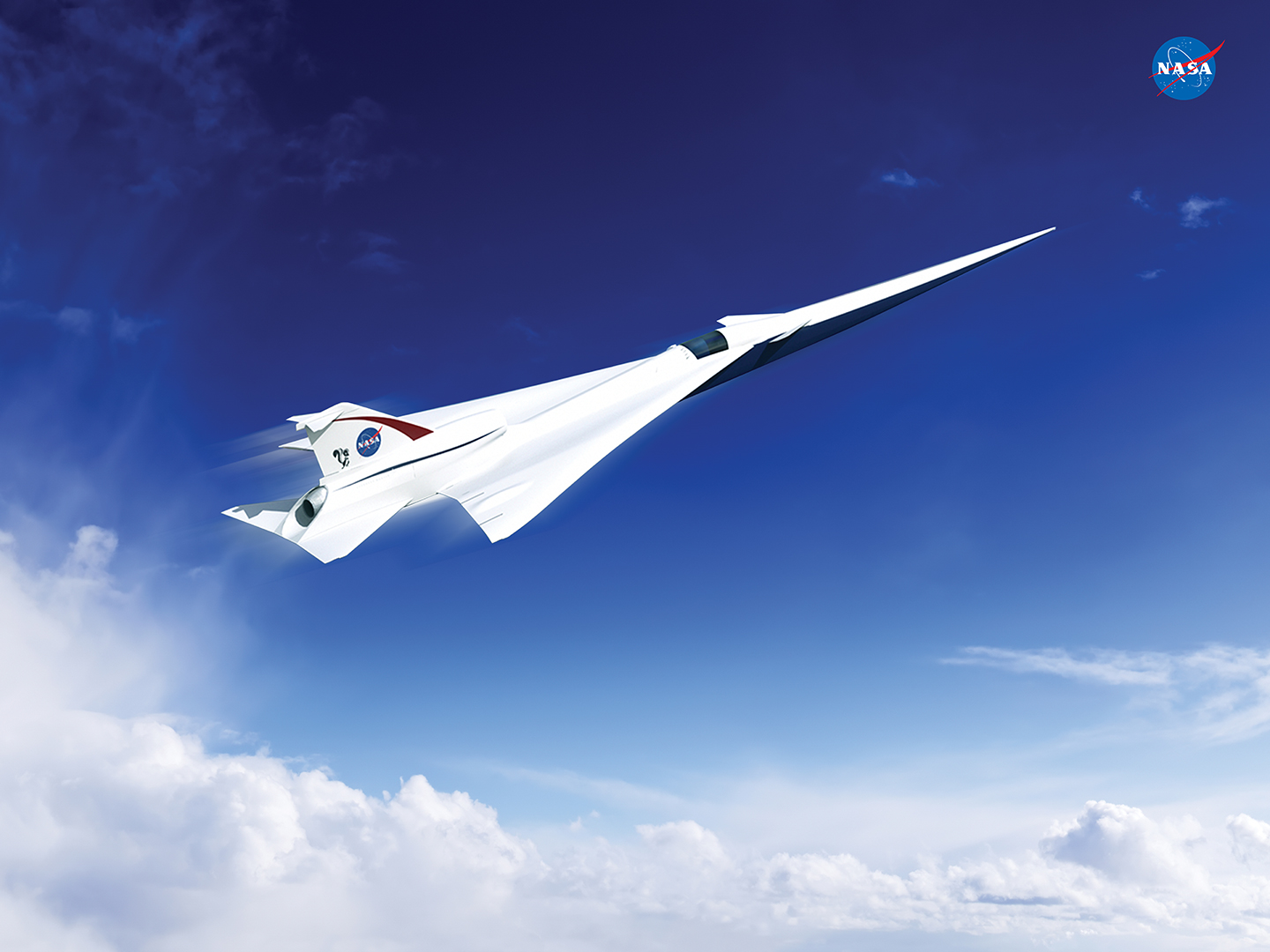 Artist’s concept of a possible Low Boom Flight Demonstration Quiet Supersonic Transport (QueSST) X-plane design.