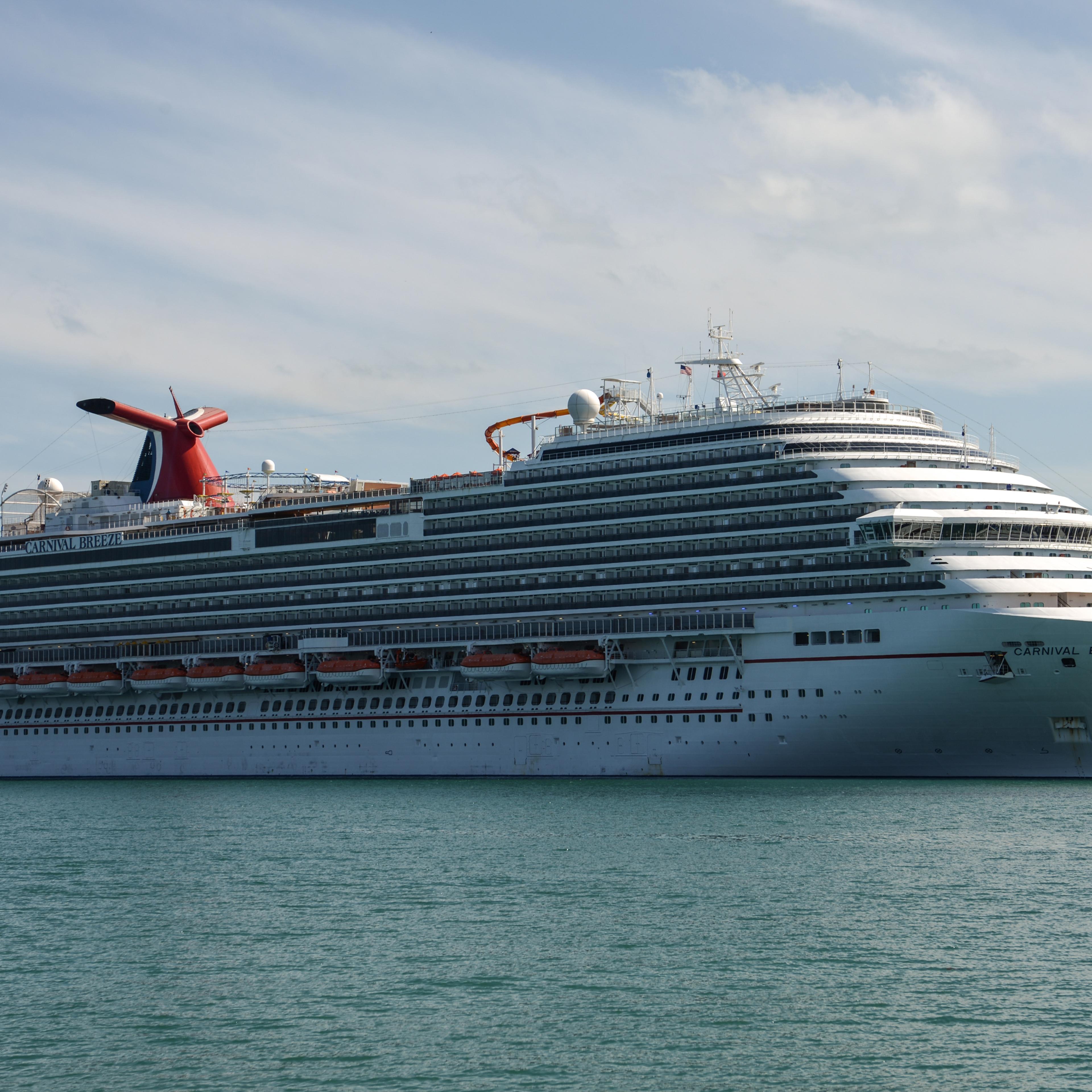 Carnival's Breeze cruise ship stands docked prior to departure in Miami, Florida on March 9, 2014.